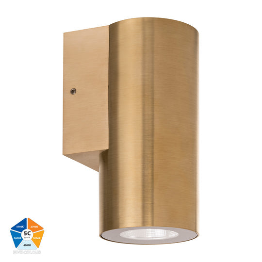 Aries LED Fixed Down Wall Light Solid Brass 240V 6W 5CCT - HV3625S-BR