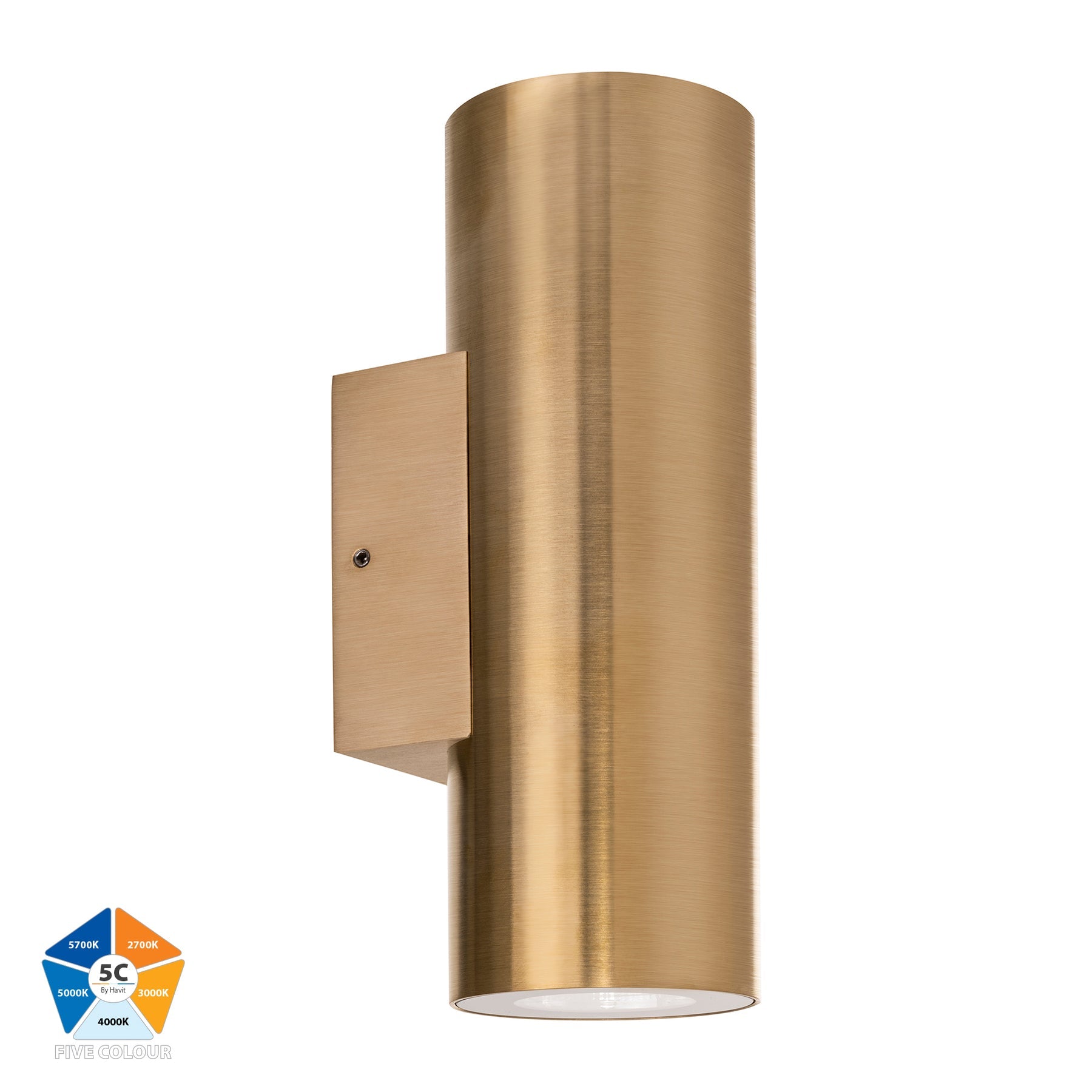 Aries LED Up And Down Wall Light Solid Brass 240V 5CCT - HV3626S-BR