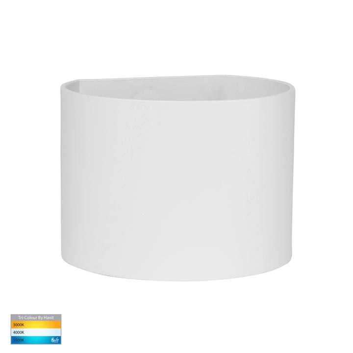 Versa Round Up & Down LED Wall Light Aluminium White 12V TRI Colour - HV3658T-WHT-RND-12V