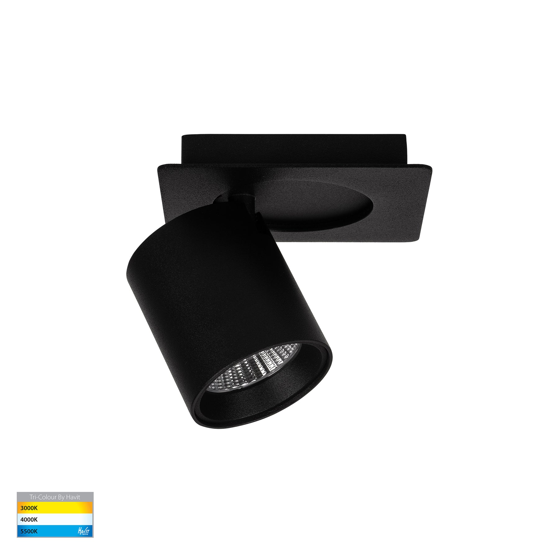 Sbarra LED Single Adjustable Spotlight 8W Tri Colour Black - HV4003T-1-BLK