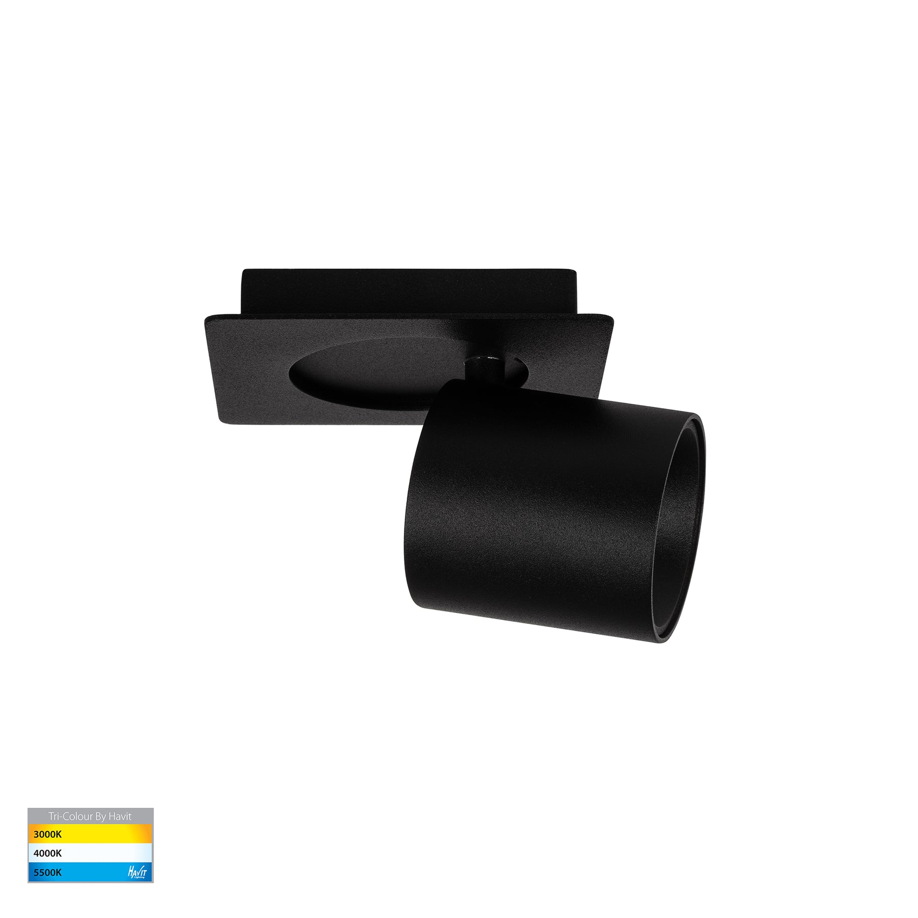 Sbarra LED Single Adjustable Spotlight 8W Tri Colour Black - HV4003T-1-BLK