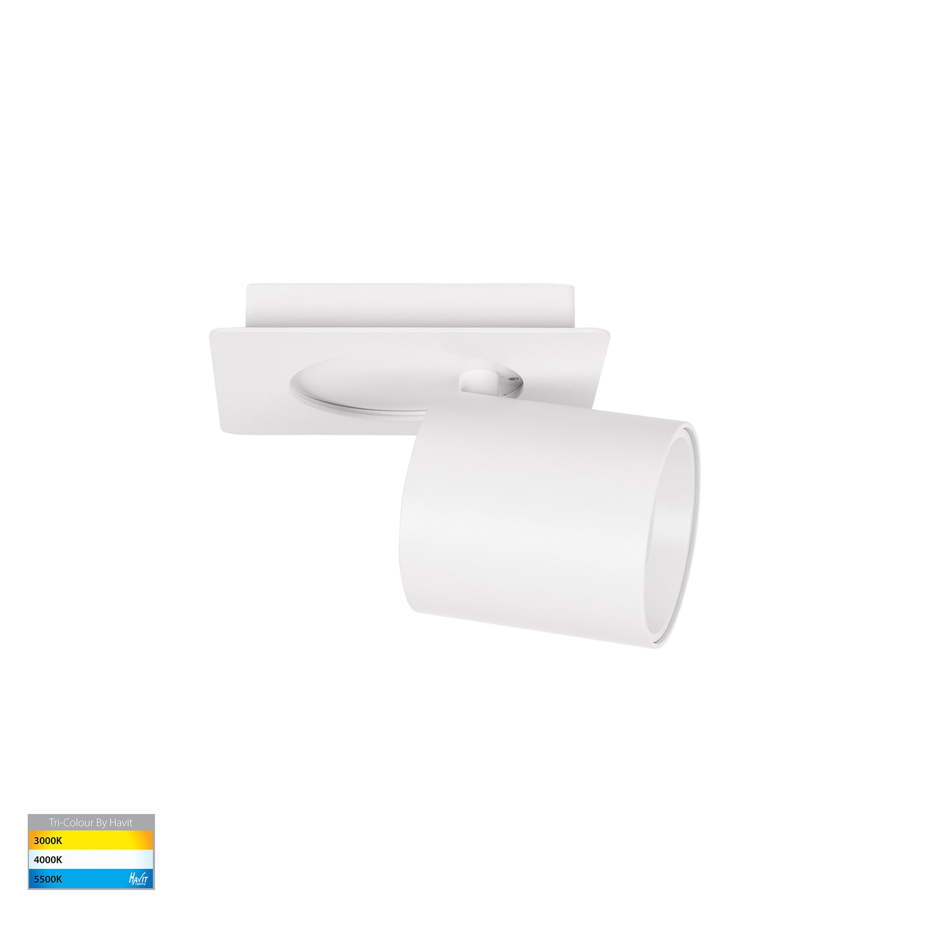 Sbarra LED Single Adjustable Spotlight 8W Tri Colour White - HV4003T-1-WHT