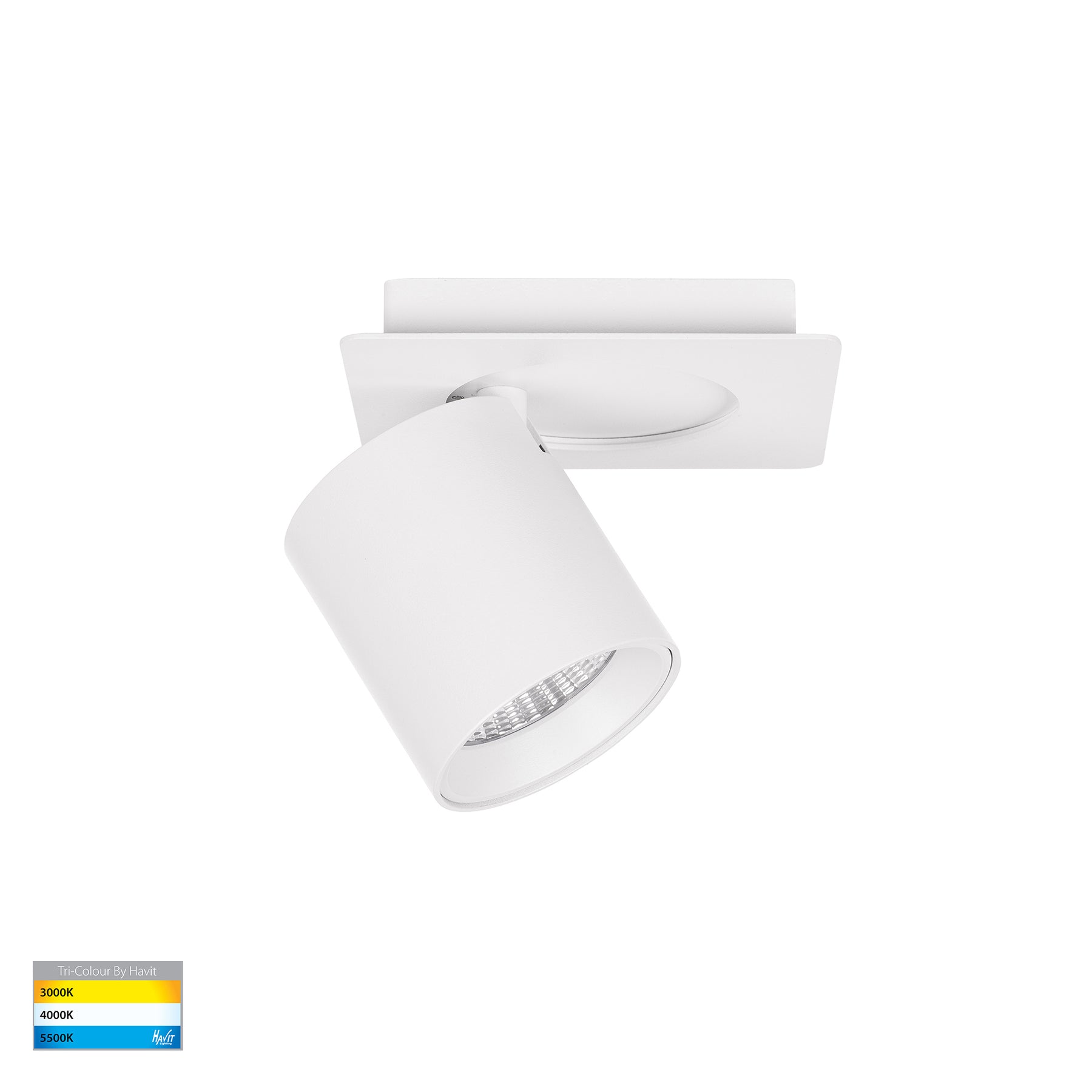 Sbarra LED Single Adjustable Spotlight 8W Tri Colour White - HV4003T-1-WHT