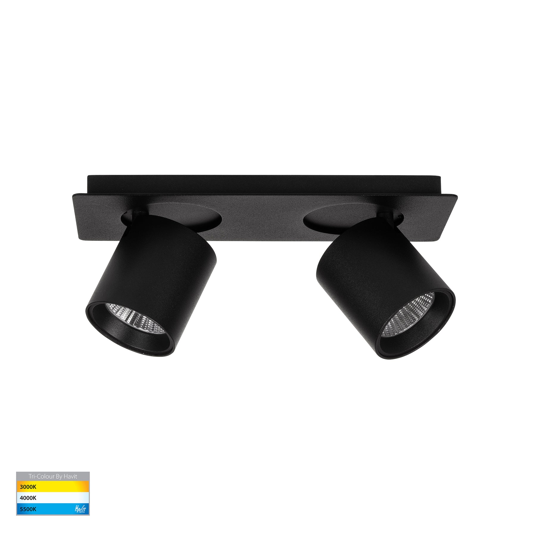 Sbarra LED Double Adjustable Spotlight 8W Tri Colour Black - HV4003T-2-BLK