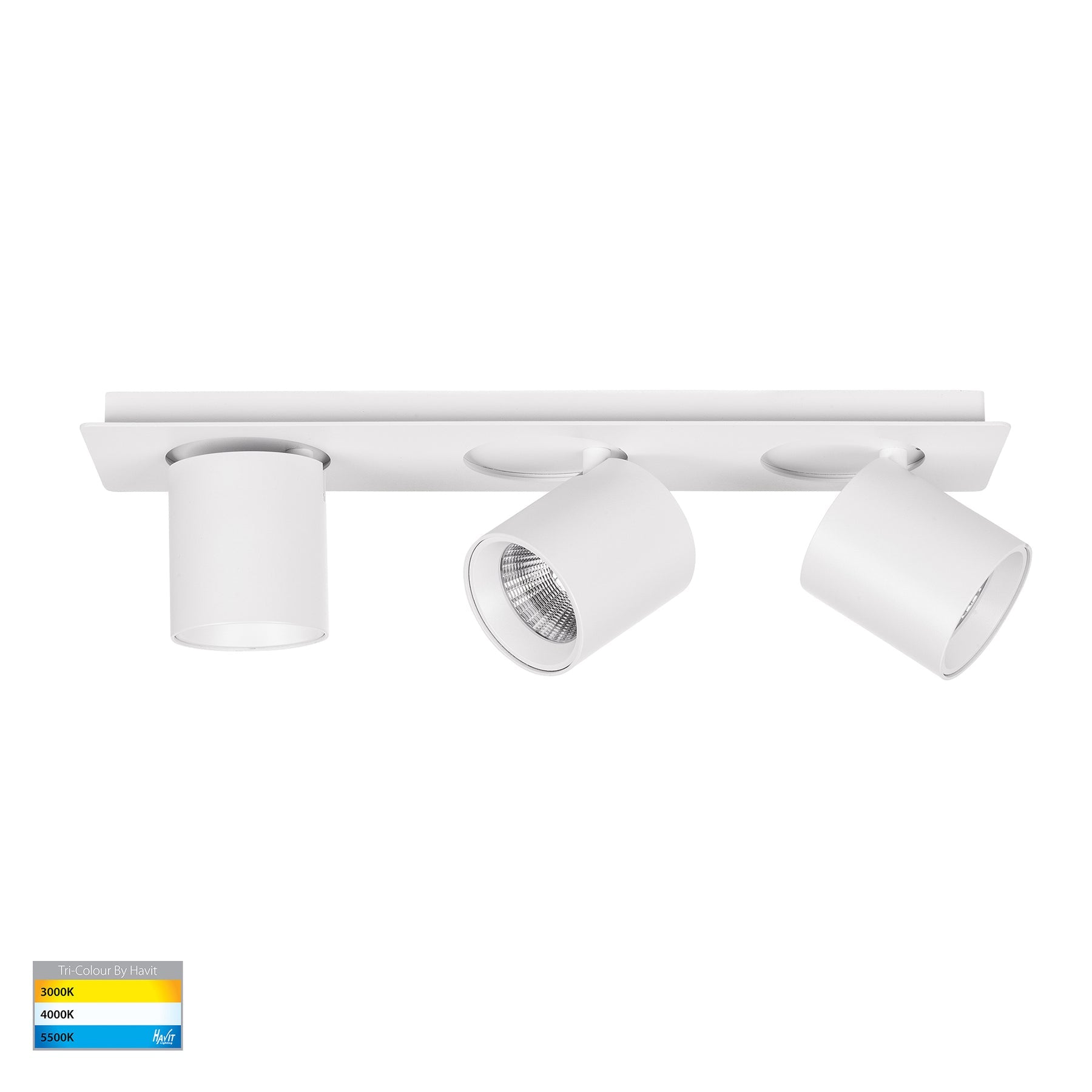 Sbarra LED 3 Light Adjustable Spotlight 8W Tri Colour White - HV4003T-3-WHT