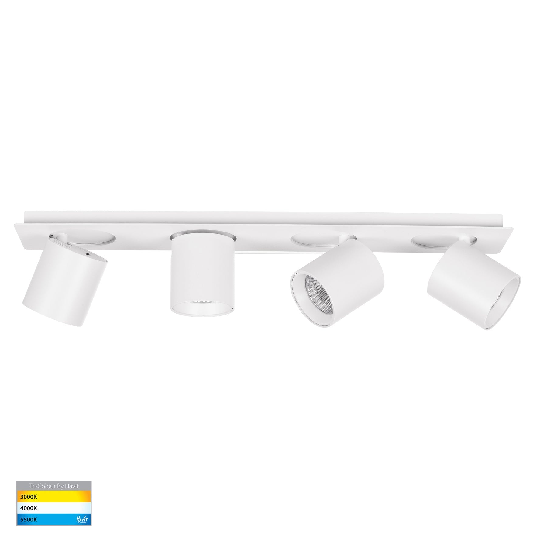 Sbarra LED 4 Light Adjustable Spotlight 8W Tri Colour White - HV4003T-4-WHT