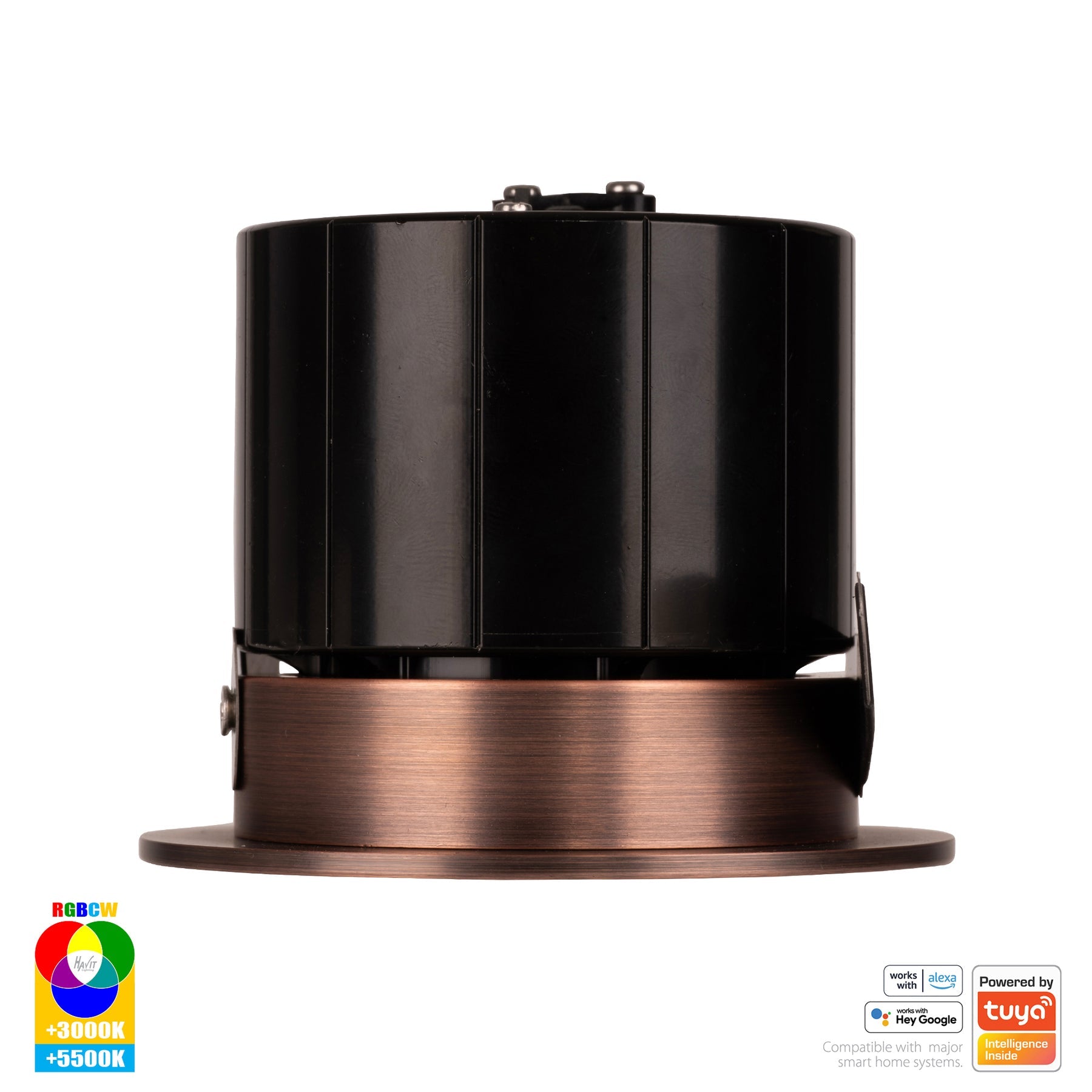 Prime Smart Aluminium Recessed LED Downlight 240V 12W RGBCW Antique Brass - HV5511RGBCW-AB