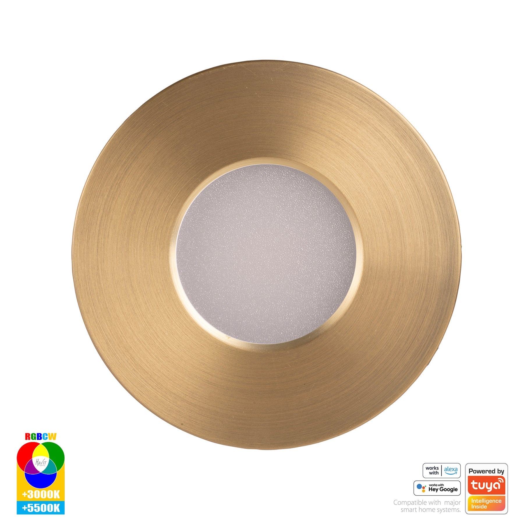 Prime Smart Aluminium Recessed LED Downlight 240V 12W RGBCW Brass - HV5511RGBCW-BR