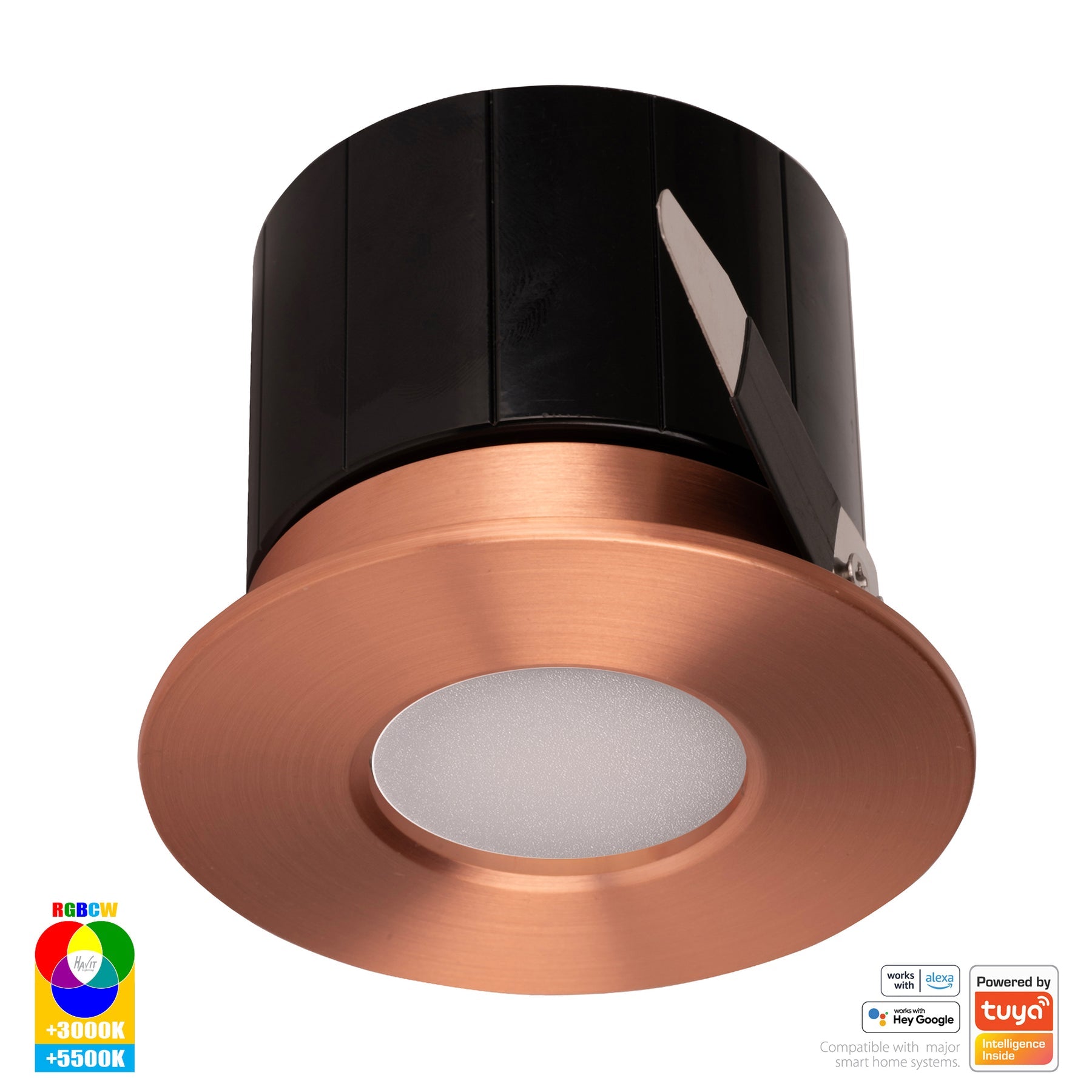 Prime Smart Aluminium Recessed LED Downlight 240V 12W RGBCW Copper - HV5511RGBCW-CP