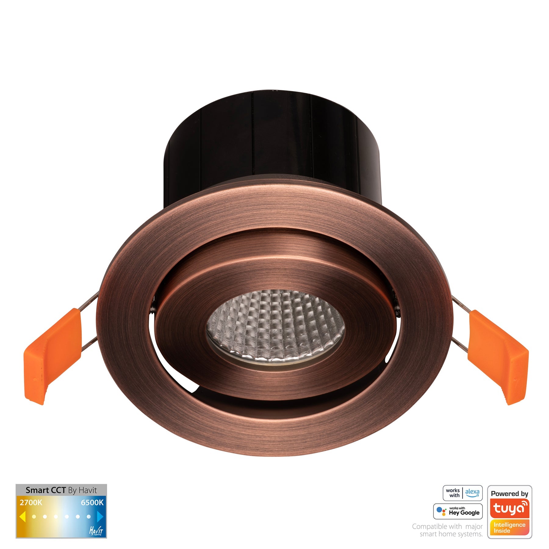 Prime Smart Aluminium Recessed LED Downlight 240V 12W Tilt 2CCT Antique Brass - HV5512CCT-AB