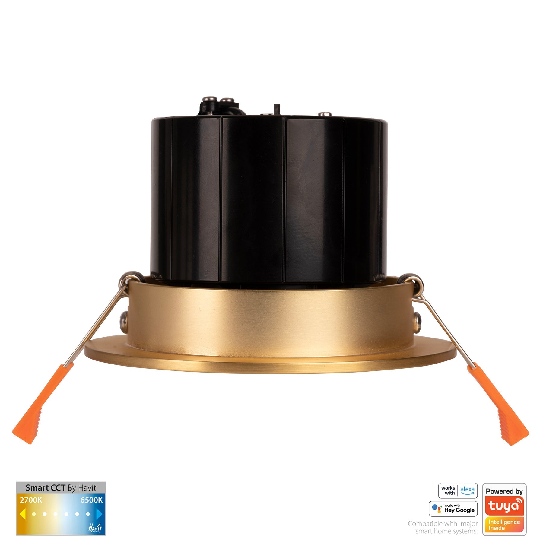 Prime Smart Aluminium Recessed LED Downlight 240V 12W Tilt 2CCT Brass - HV5512CCT-BR
