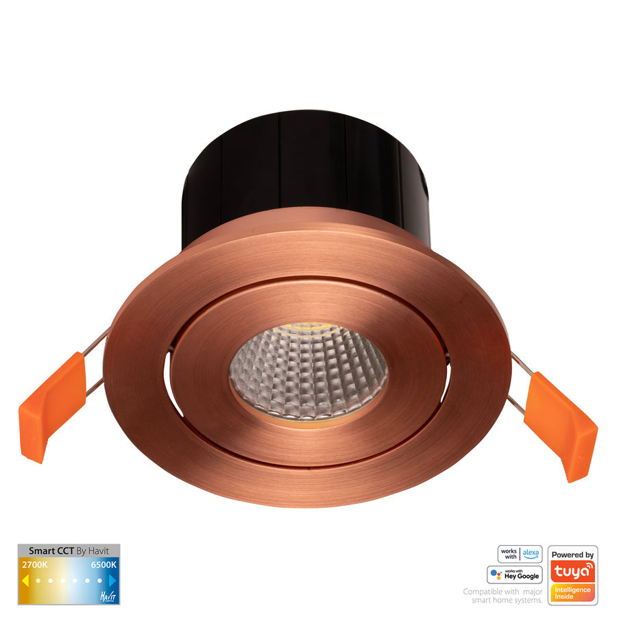 Prime Smart Aluminium Recessed LED Downlight 240V 12W Tilt 2CCT Copper - HV5512CCT-CP