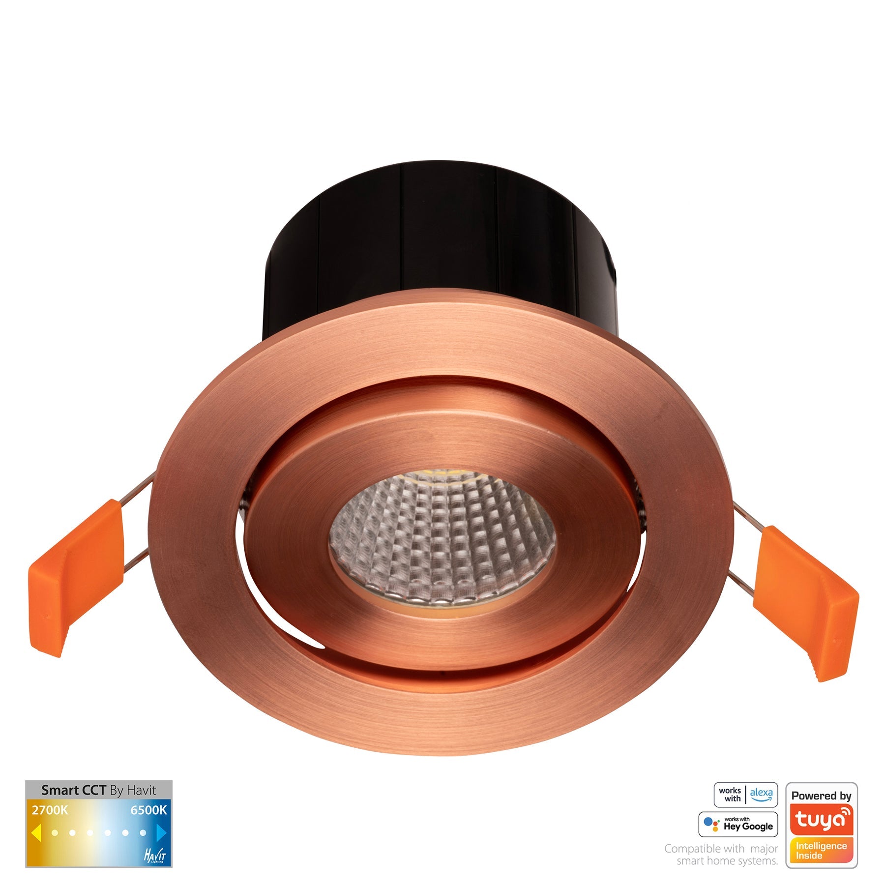 Prime Smart Aluminium Recessed LED Downlight 240V 12W Tilt 2CCT Copper - HV5512CCT-CP