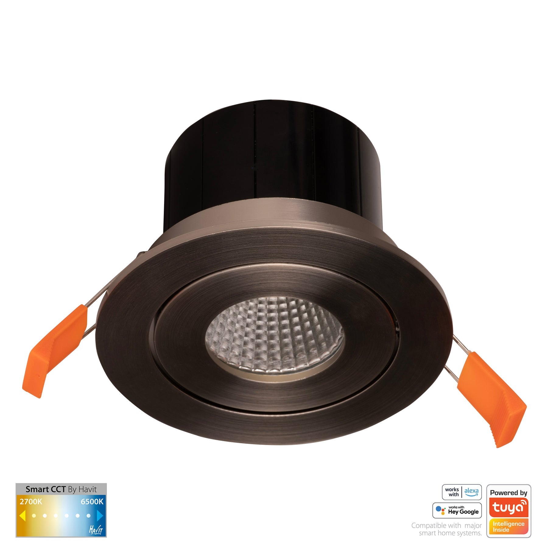 Prime Smart Aluminium Recessed LED Downlight 240V 12W Tilt 2CCT Nickel - HV5512CCT-NK