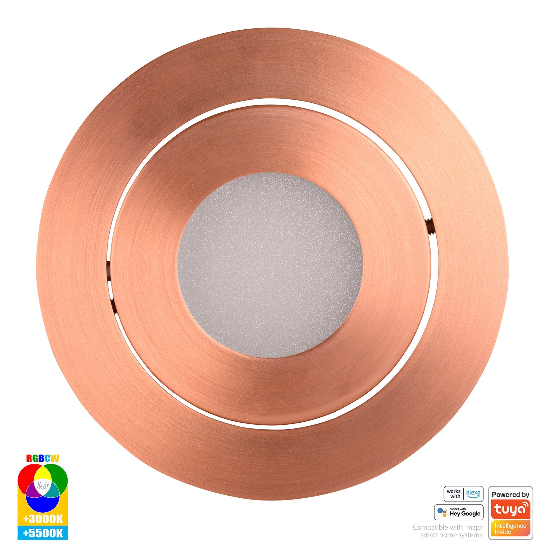 Prime Smart Aluminium Recessed LED Downlight 240V 12W Tilt RGBCW Copper - HV5512RGBCW-CP