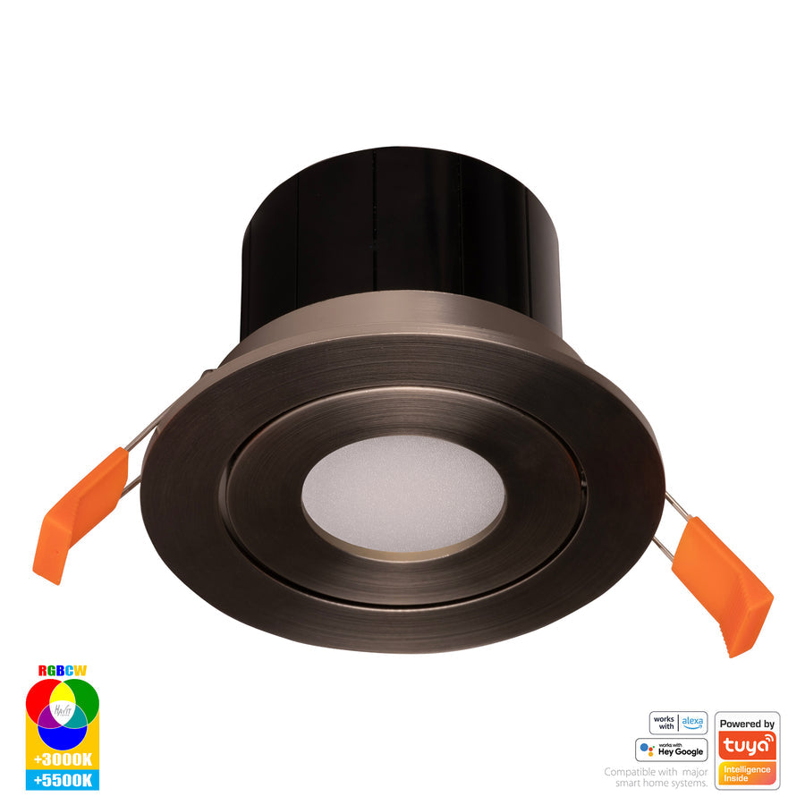 Prime Smart Aluminium Recessed LED Downlight 240V 12W Tilt RGBCW Nickel - HV5512RGBCW-NK