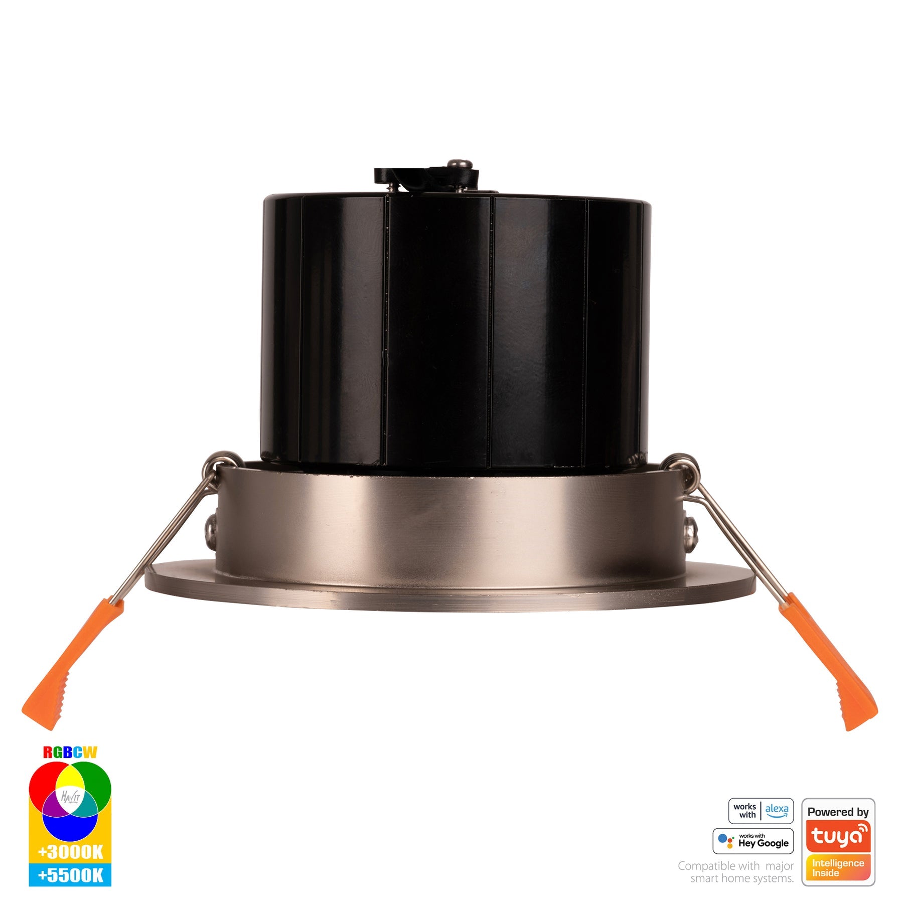 Prime Smart Aluminium Recessed LED Downlight 240V 12W Tilt RGBCW Nickel - HV5512RGBCW-NK