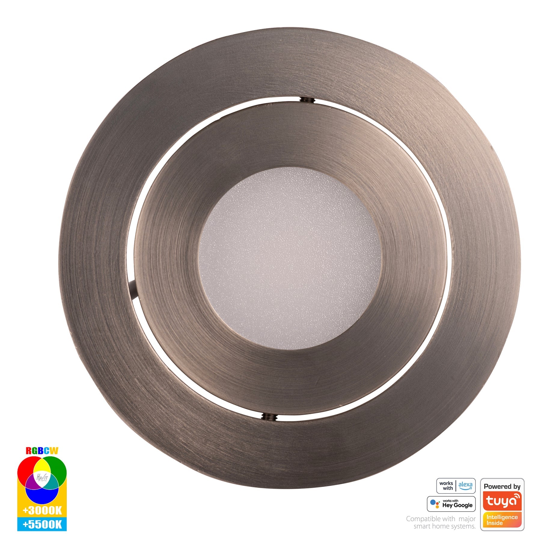 Prime Smart Aluminium Recessed LED Downlight 240V 12W Tilt RGBCW Nickel - HV5512RGBCW-NK