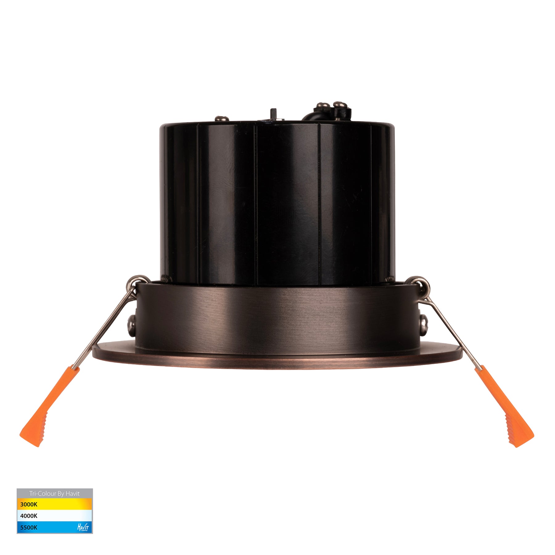 Prime Tilt LED Downlight 12W Tri Colour Antique Brass - HV5512T-AB