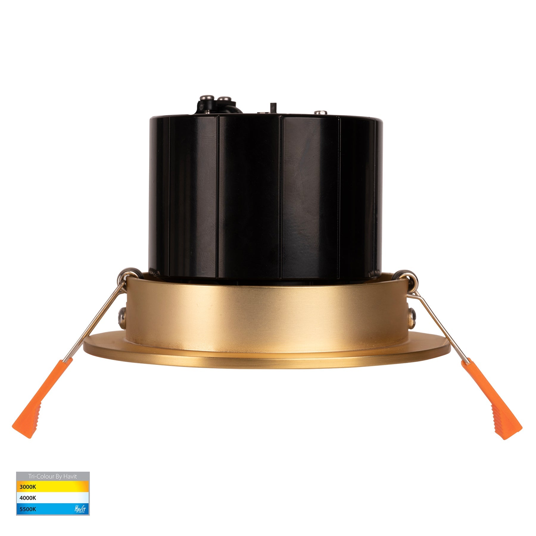 Prime Tilt LED Downlight 12W Tri Colour Brass - HV5512T-BR
