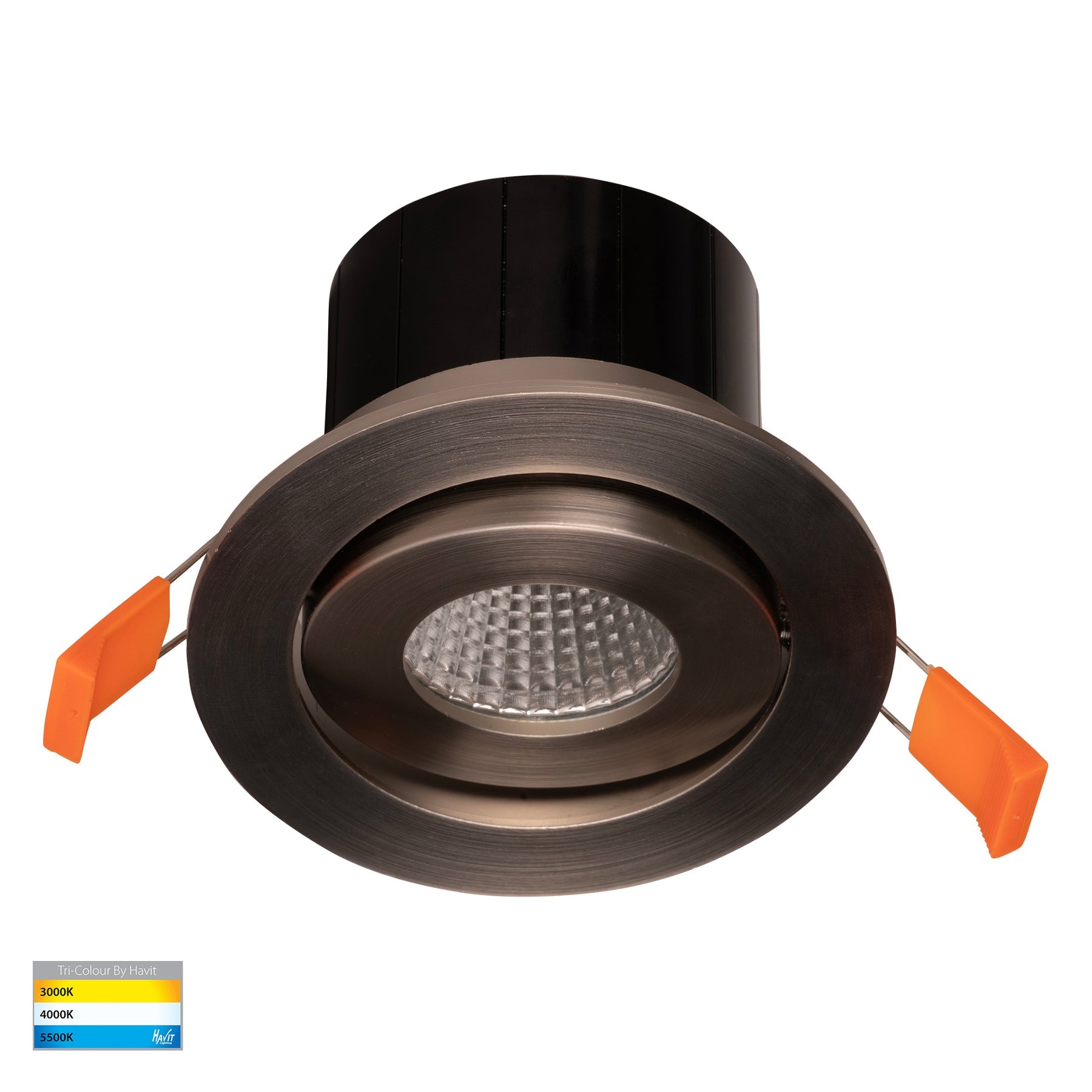 Prime Tilt LED Downlight 12W Tri Colour Nickel - HV5512T-NK
