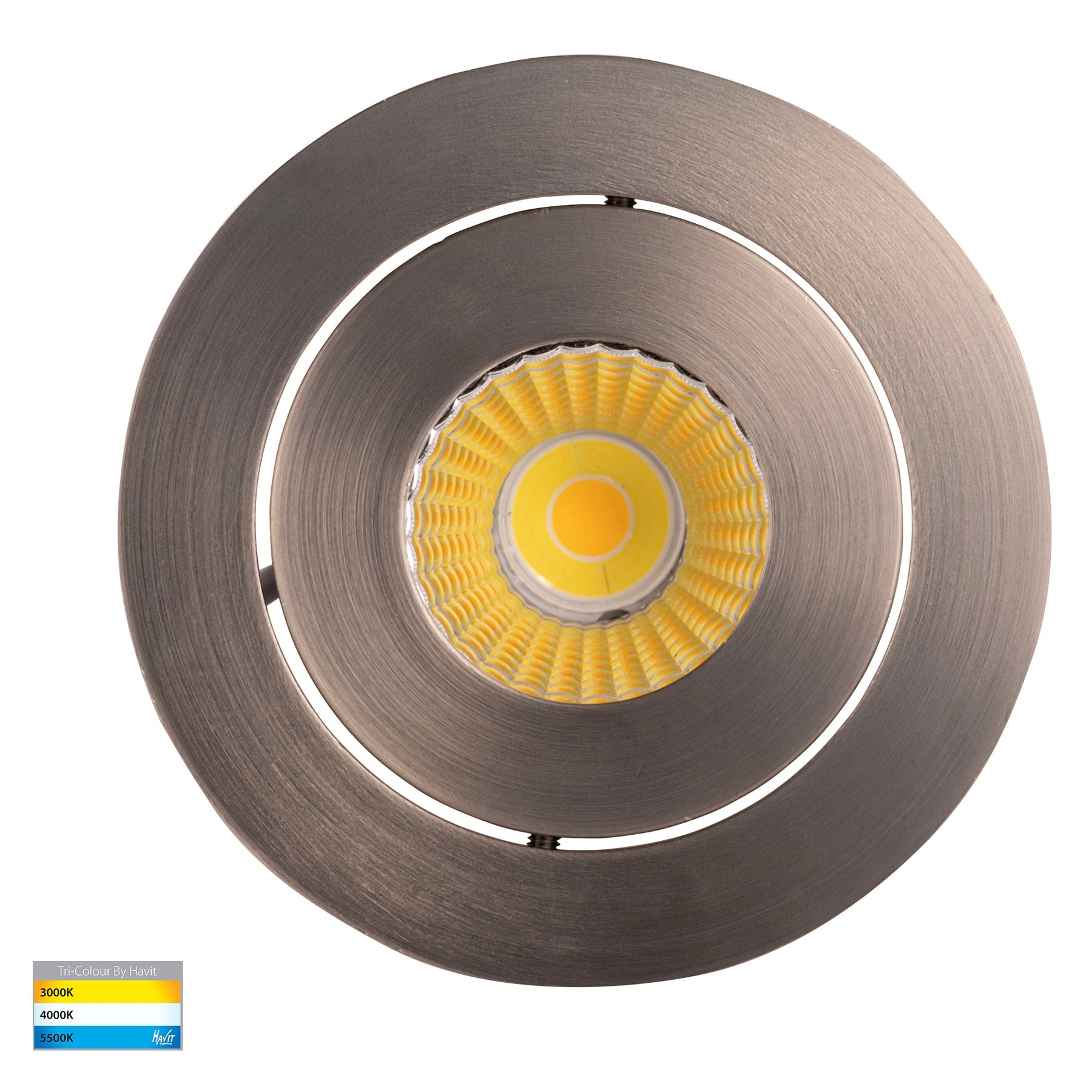 Prime Tilt LED Downlight 12W Tri Colour Nickel - HV5512T-NK