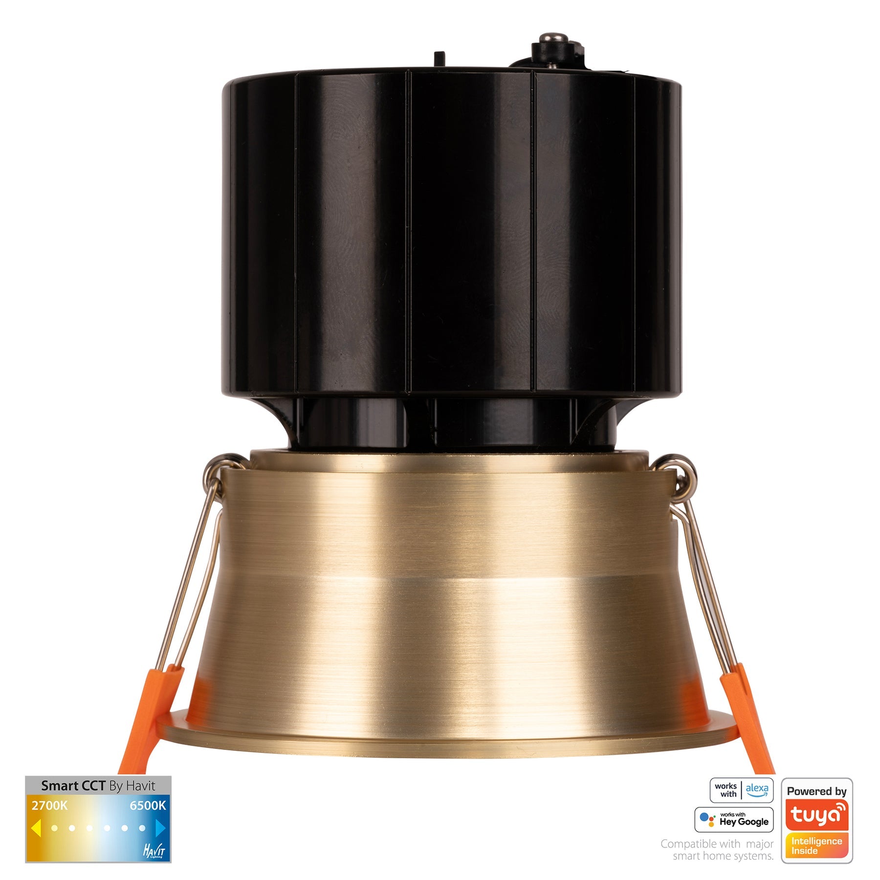 Prime Smart Aluminium Deep Recessed LED Downlight 240V 12W 2CCT Brass - HV5513CCT-BR