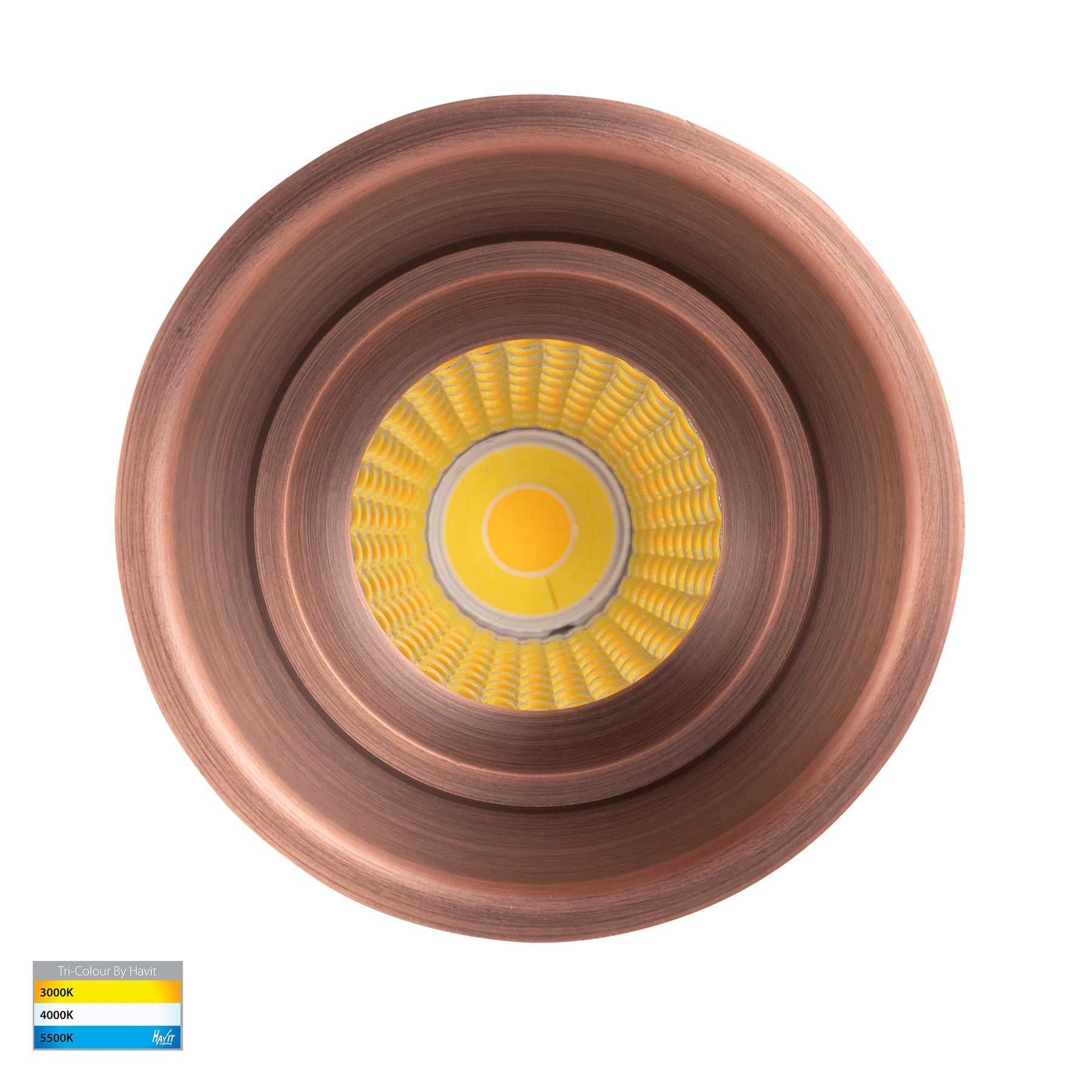 Prime 76mm Fixed Deep LED Downlight 12W Tri Colour Antique Brass - HV5513T-AB