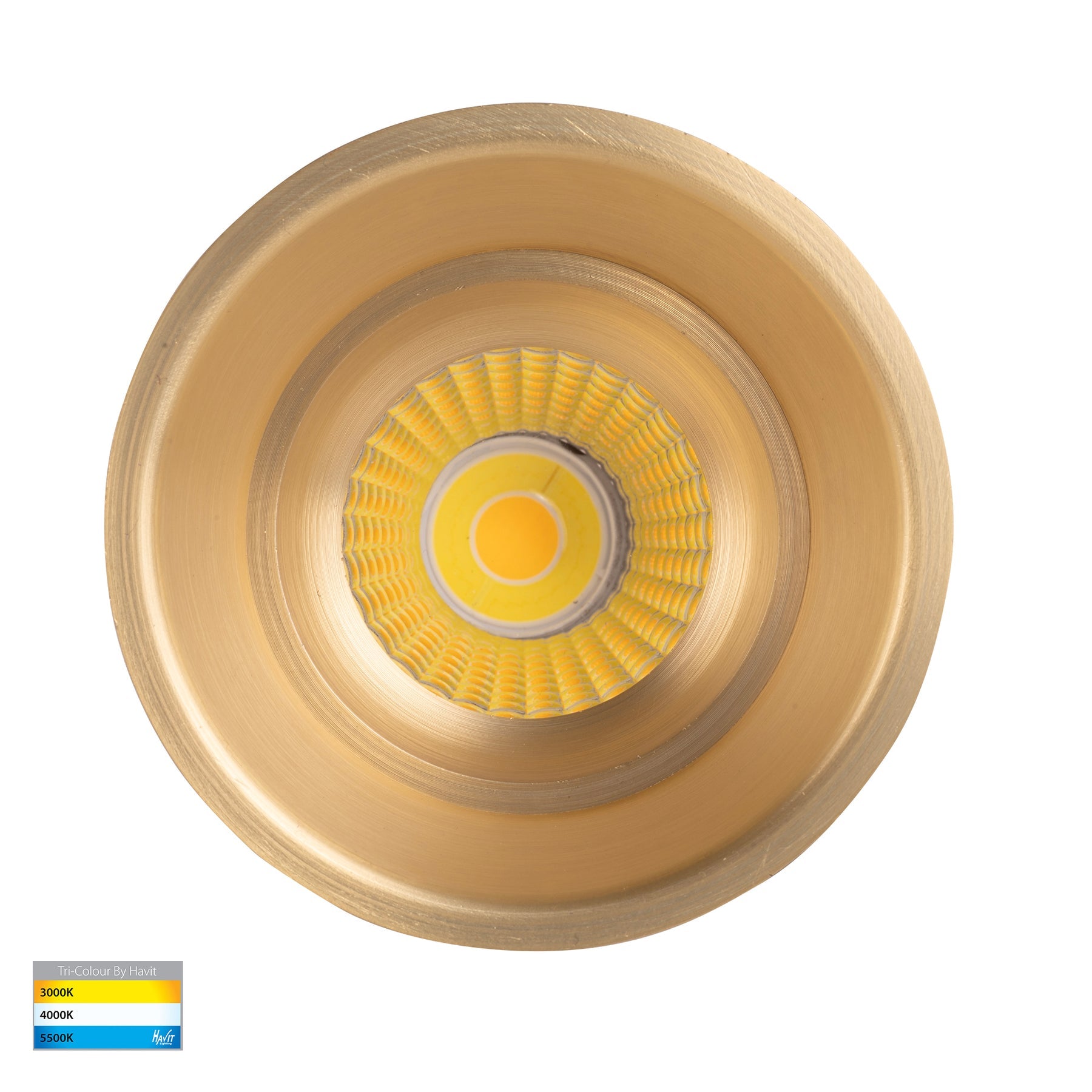 Prime 76mm Fixed Deep LED Downlight 12W Tri Colour Brass - HV5513T-BR