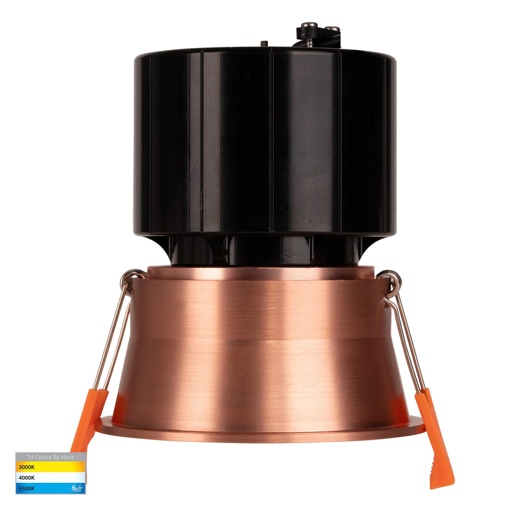 Prime 76mm Fixed Deep LED Downlight 12W Tri Colour Copper - HV5513T-CP