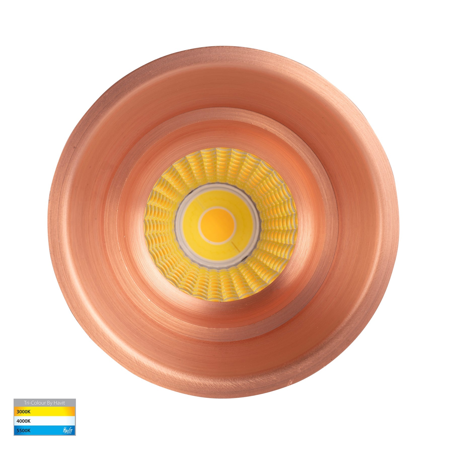 Prime 76mm Fixed Deep LED Downlight 12W Tri Colour Copper - HV5513T-CP