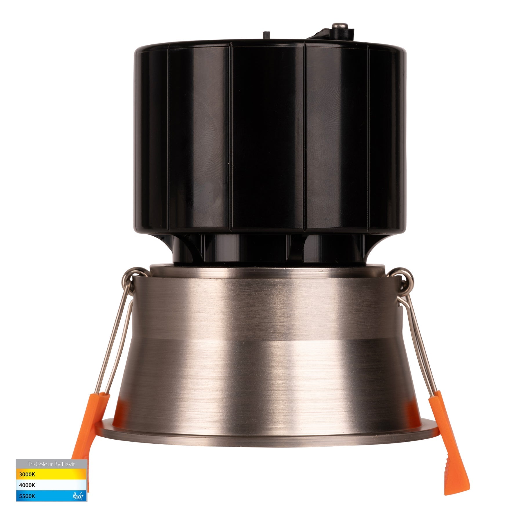 Prime 76mm Fixed Deep LED Downlight 12W Tri Colour Nickel - HV5513T-NK