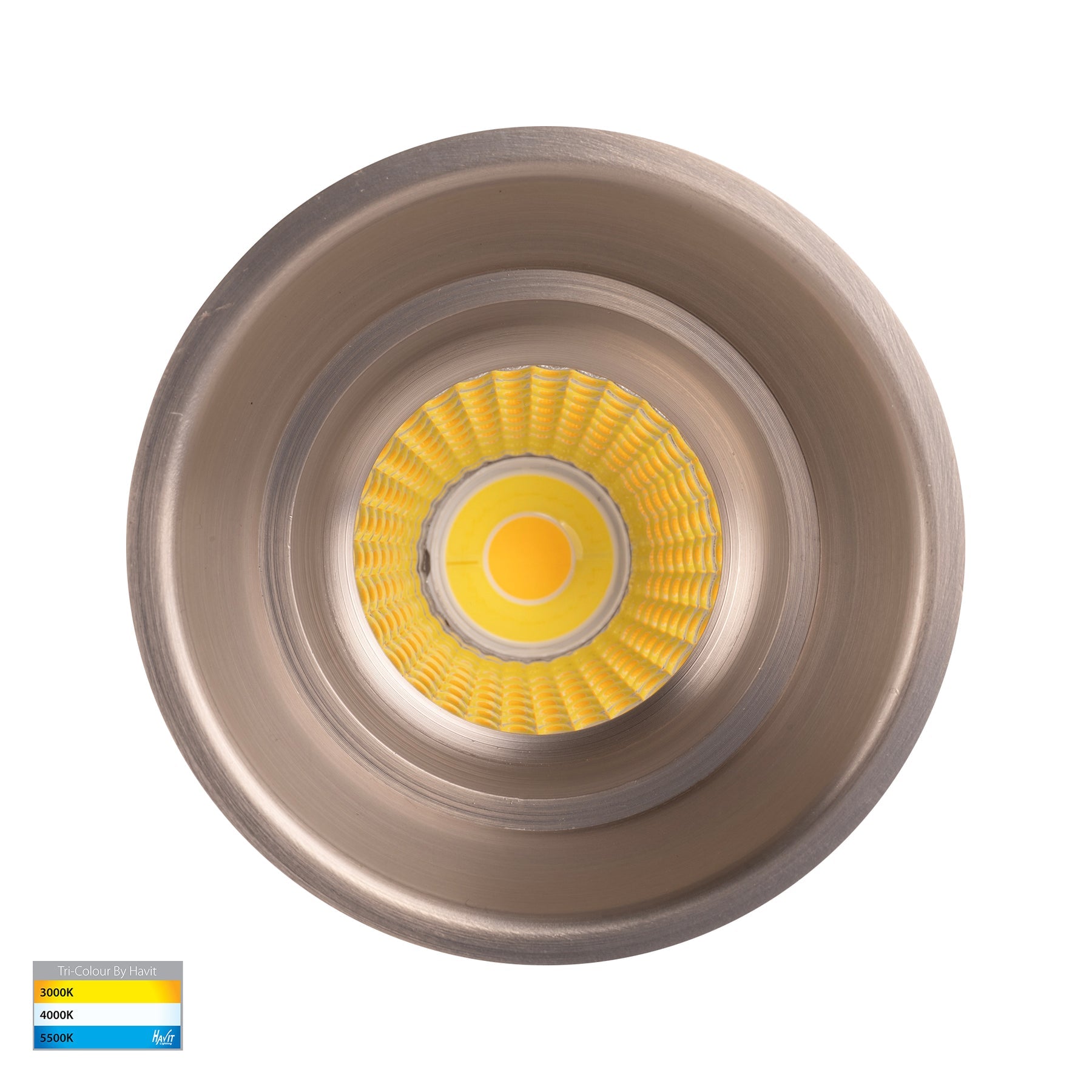 Prime 76mm Fixed Deep LED Downlight 12W Tri Colour Nickel - HV5513T-NK