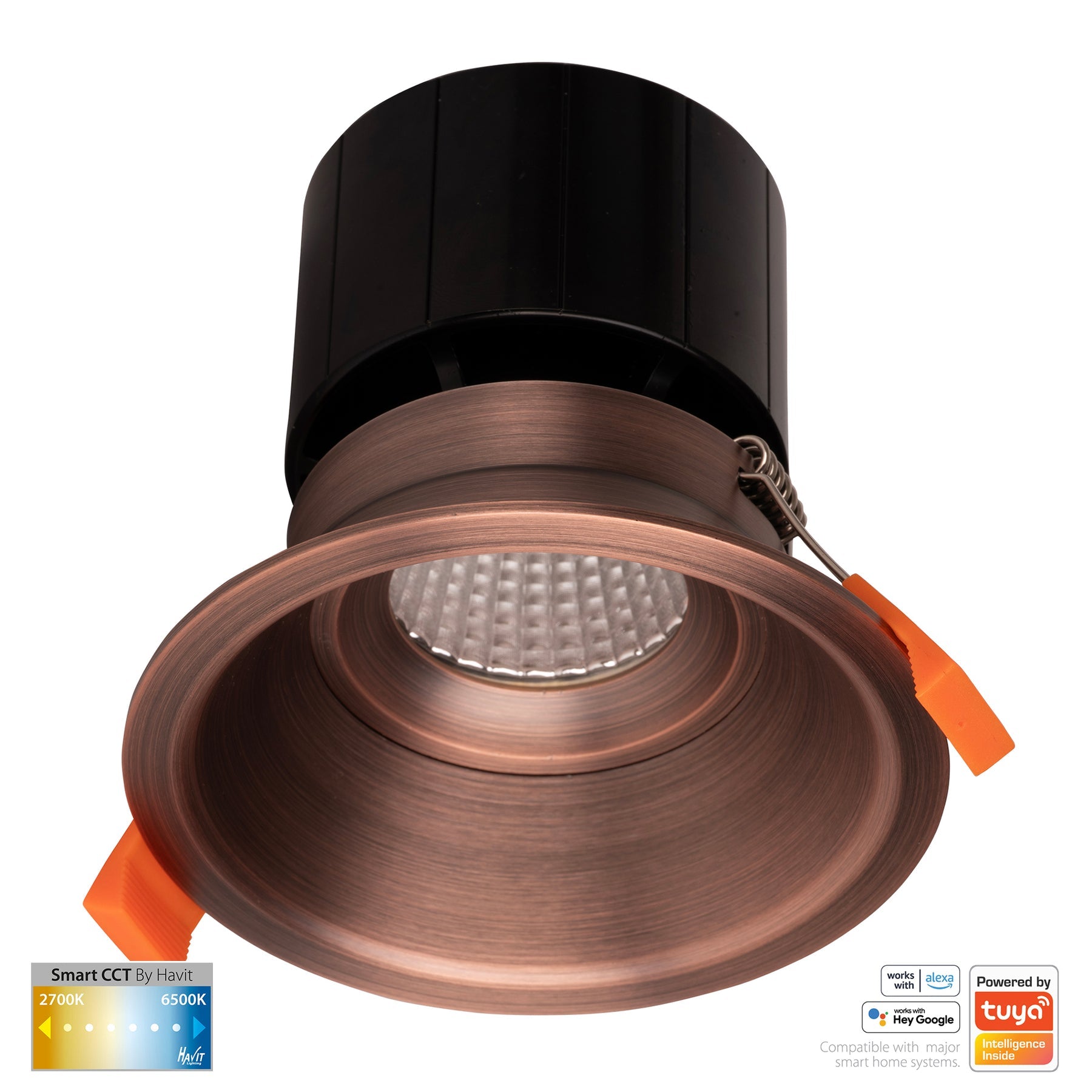 Prime Smart 105mm Aluminium Deep Recessed LED Downlight 240V 12W 2CCT Antique Brass - HV5514CCT-AB