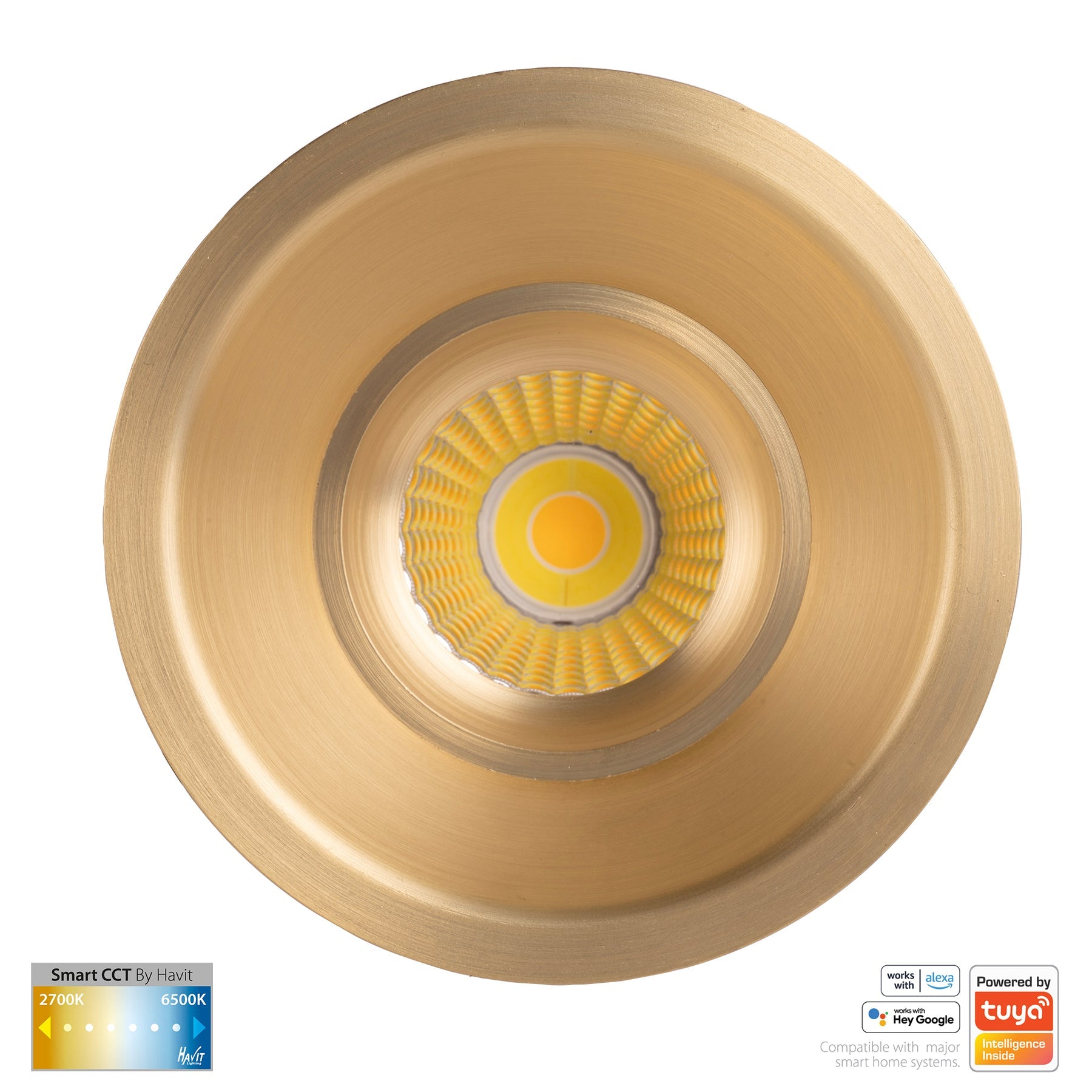 Prime Smart 105mm Aluminium Deep Recessed LED Downlight 240V 12W 2CCT Brass - HV5514CCT-BR