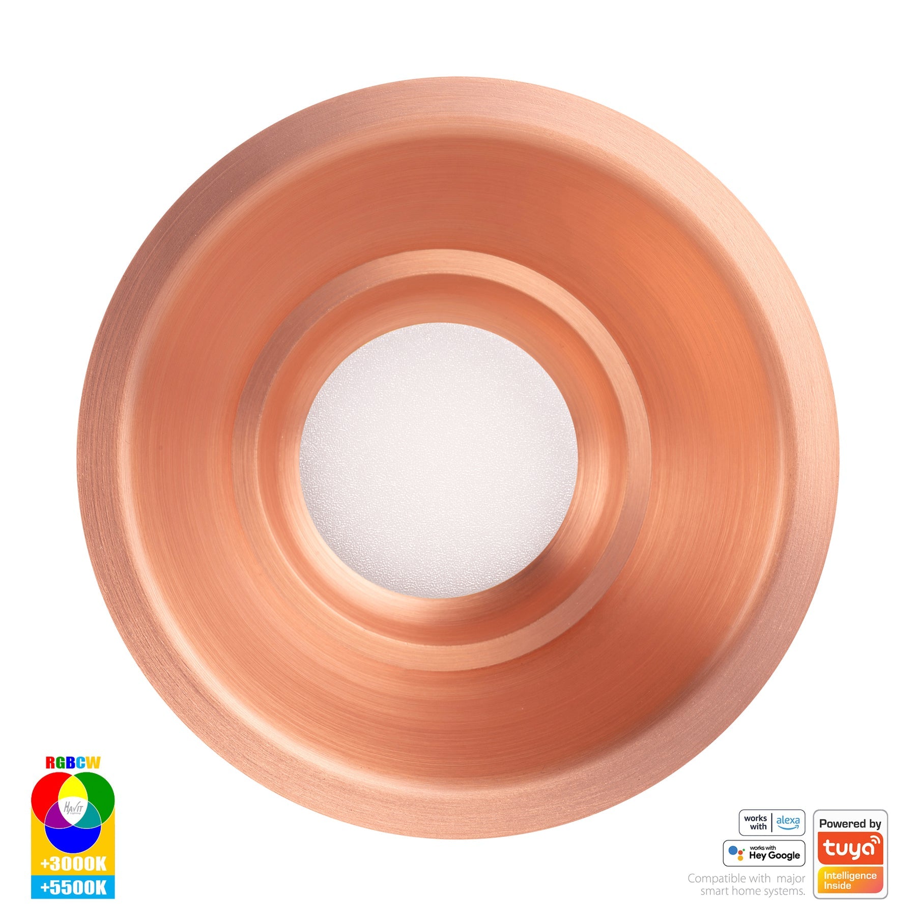 Prime Smart Aluminium 105mm Deep Recessed LED Downlight 240V 12W RGBCW Copper - HV5514RGBCW-CP