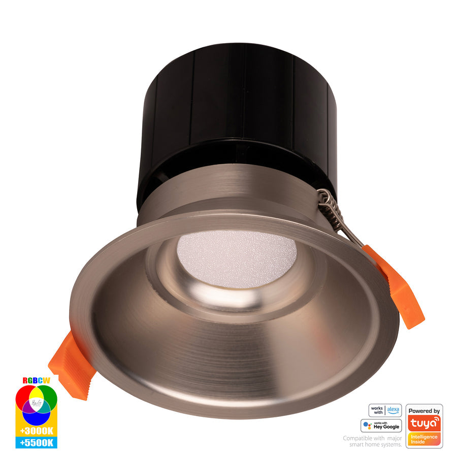 Prime Smart Aluminium 105mm Deep Recessed LED Downlight 240V 12W RGBCW Nickel - HV5514RGBCW-NK