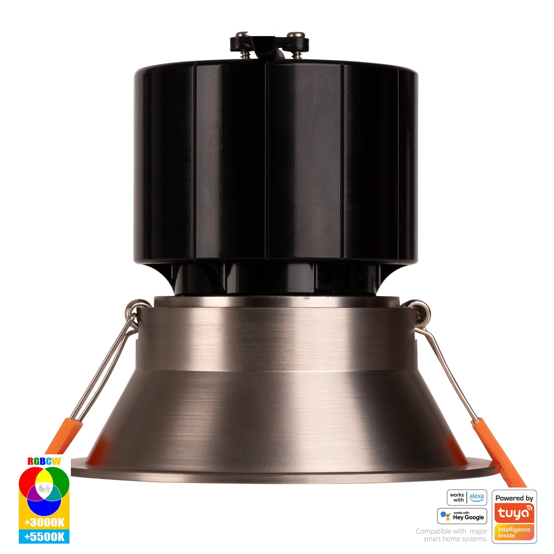 Prime Smart Aluminium 105mm Deep Recessed LED Downlight 240V 12W RGBCW Nickel - HV5514RGBCW-NK