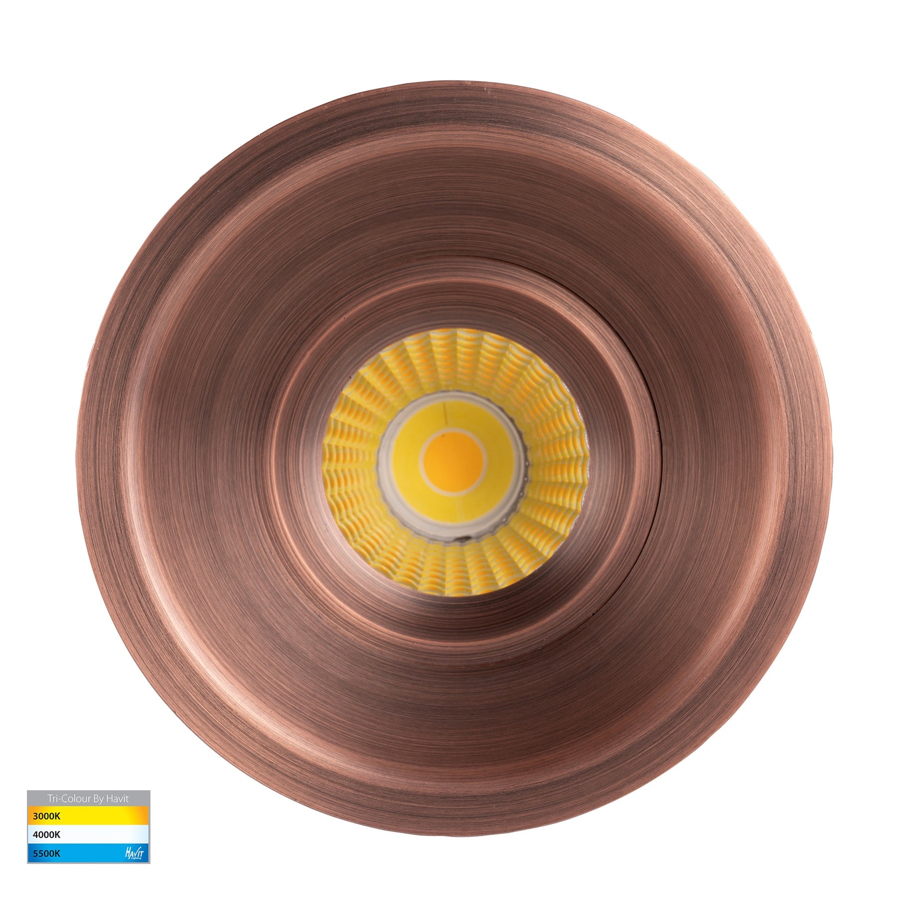 Prime 90mm Fixed Deep LED Downlight 12W Tri Colour Antique Brass - HV5514T-AB