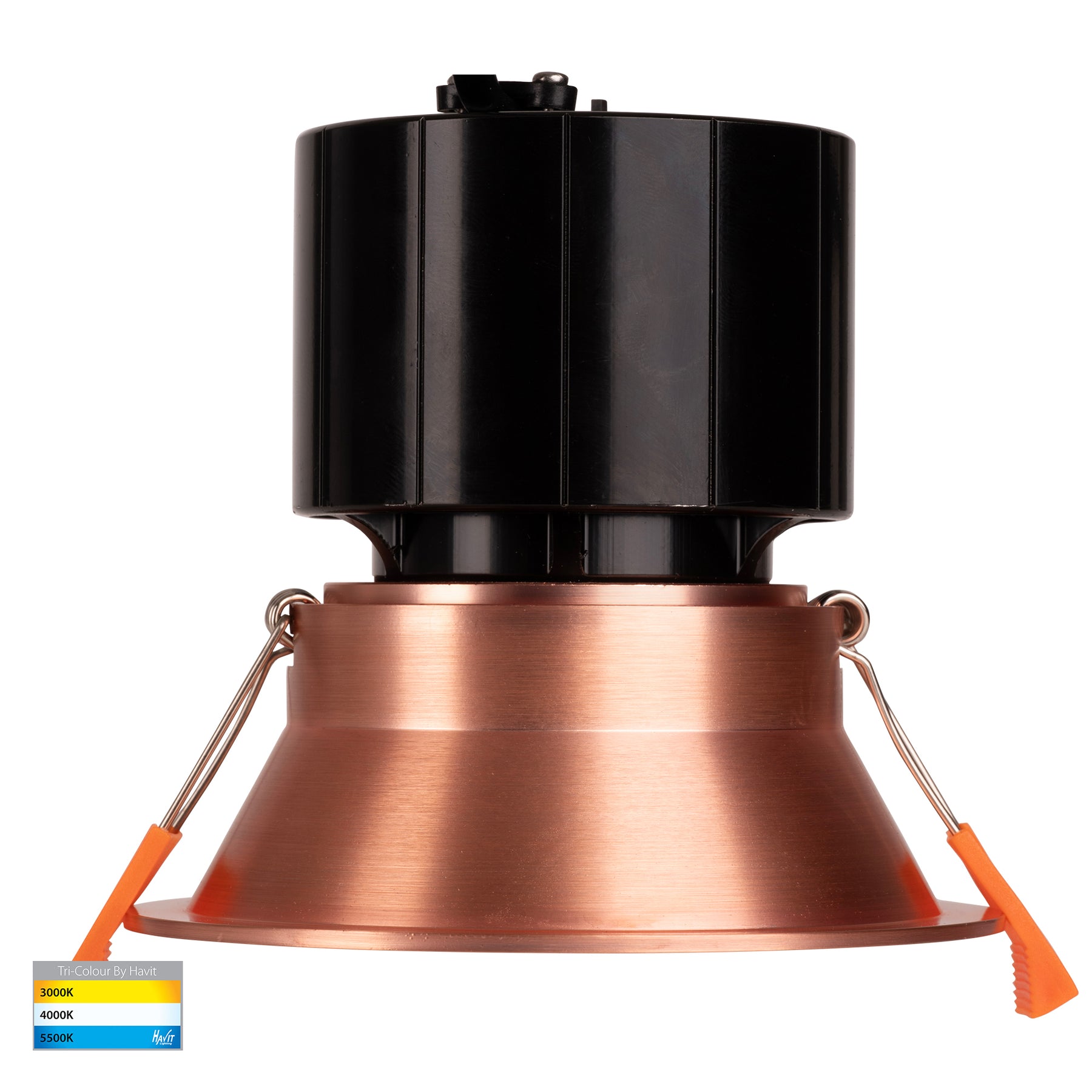 Prime 90mm Fixed Deep LED Downlight 12W Tri Colour Copper - HV5514T-CP