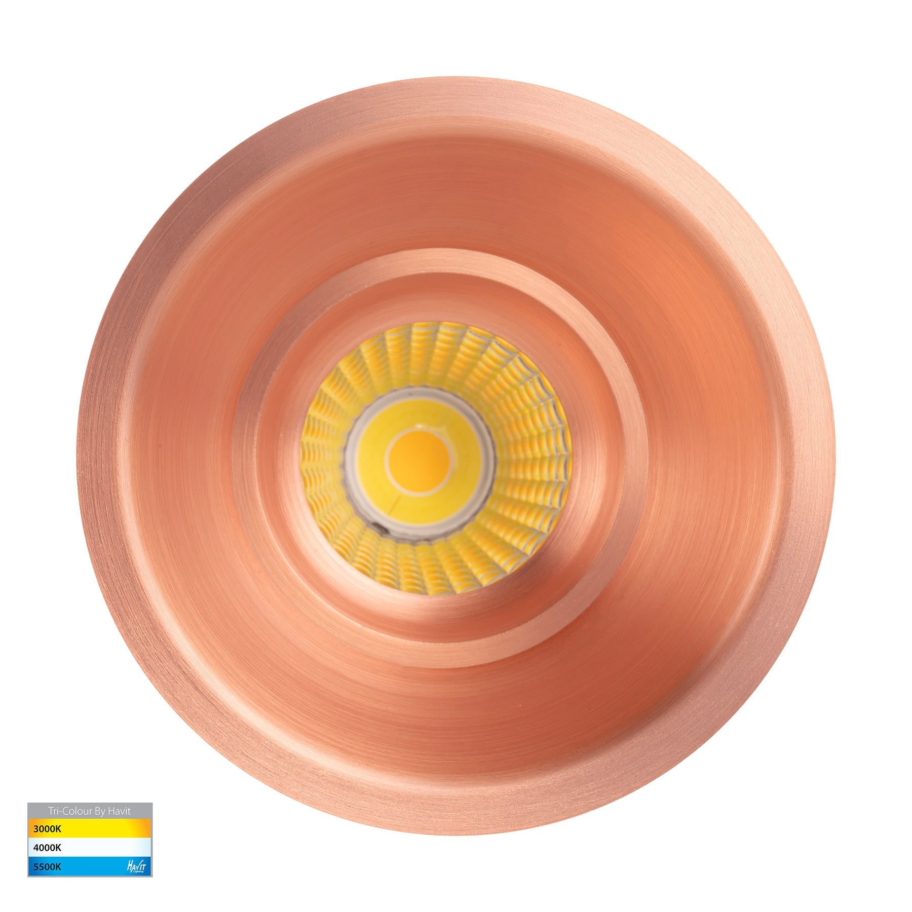 Prime 90mm Fixed Deep LED Downlight 12W Tri Colour Copper - HV5514T-CP