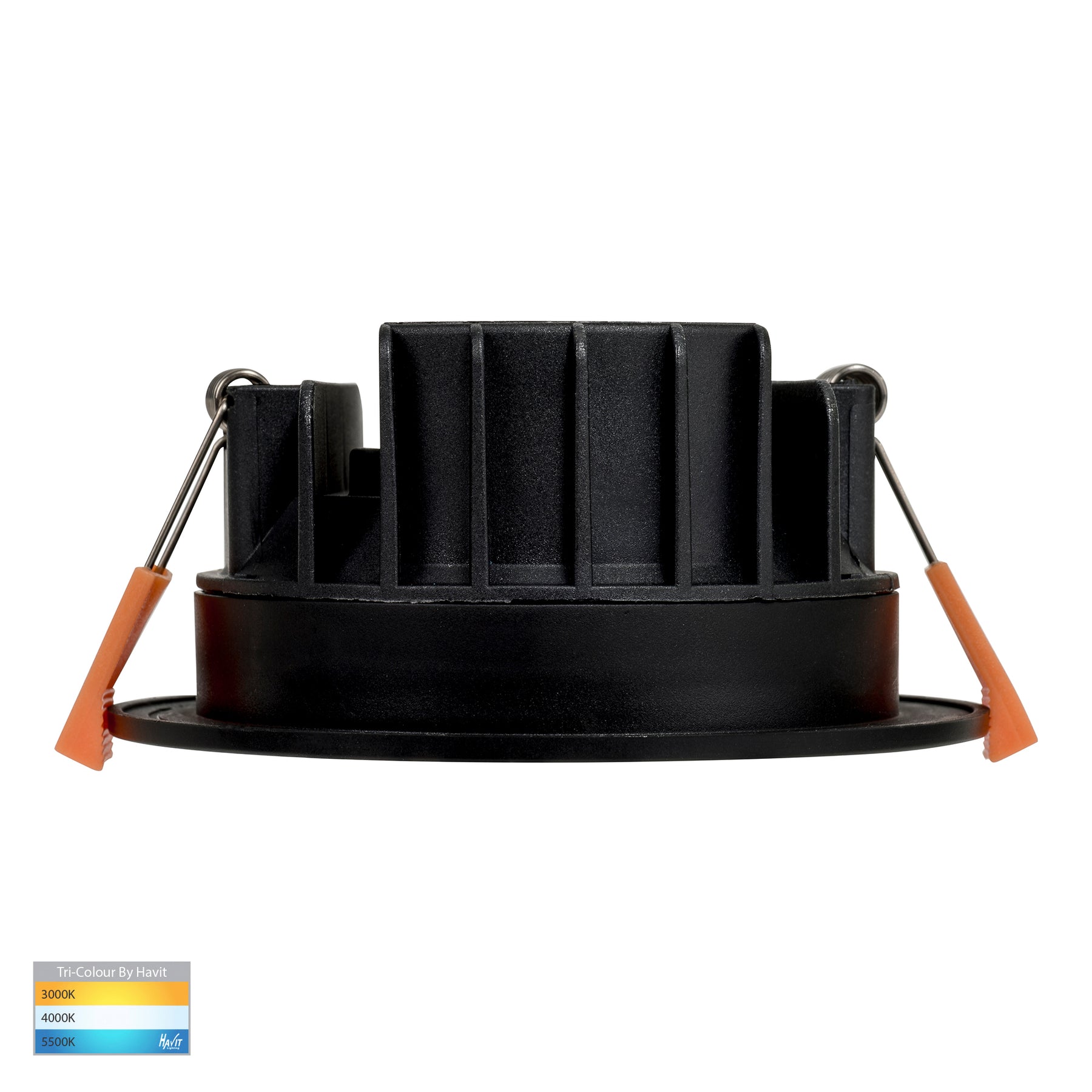 Polly Polycarbonate Fixed LED Downlight Black 24V 8W TRI Colour - HV5522T-BLK-24V