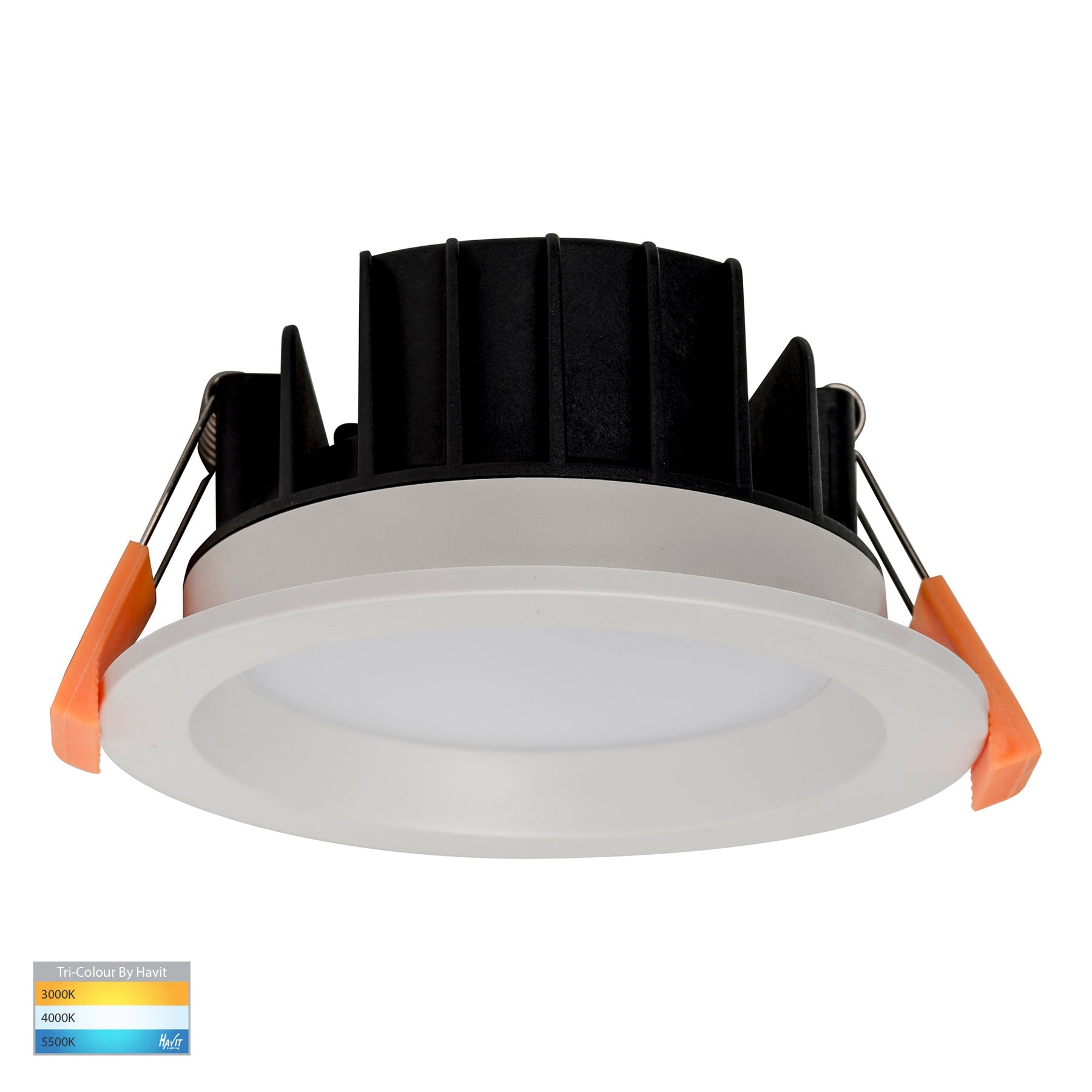 Polly Polycarbonate Fixed LED Downlight White 24V 8W TRI Colour - HV5522T-WHT-24V