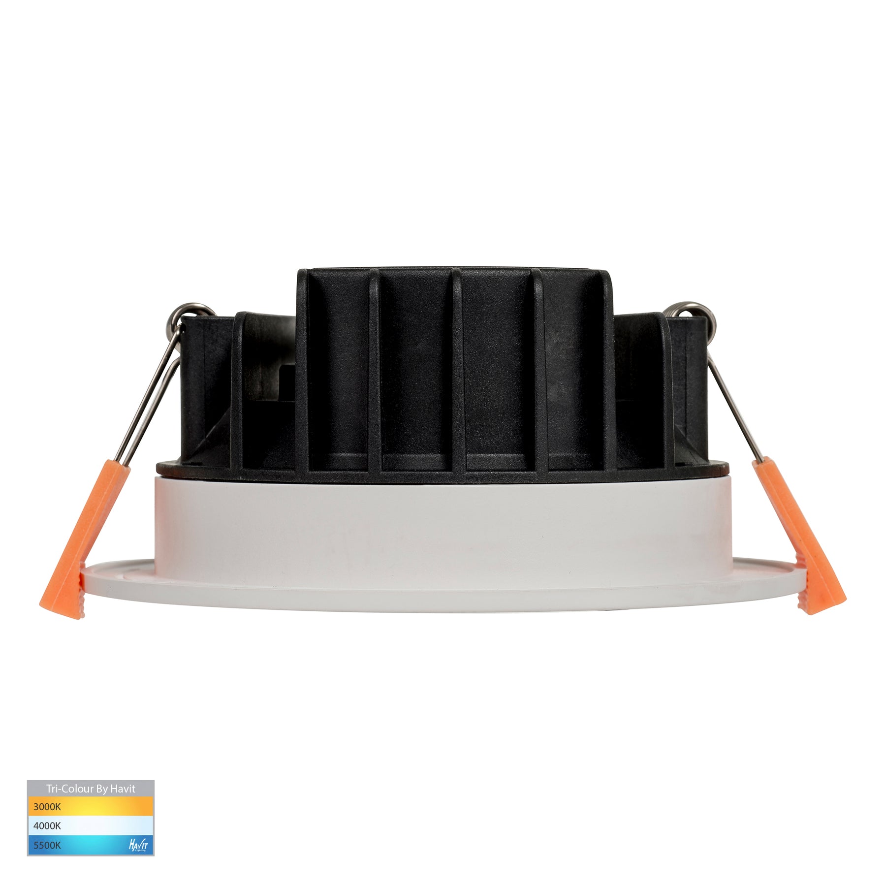 Polly Polycarbonate Fixed LED Downlight White 24V 8W TRI Colour - HV5522T-WHT-24V