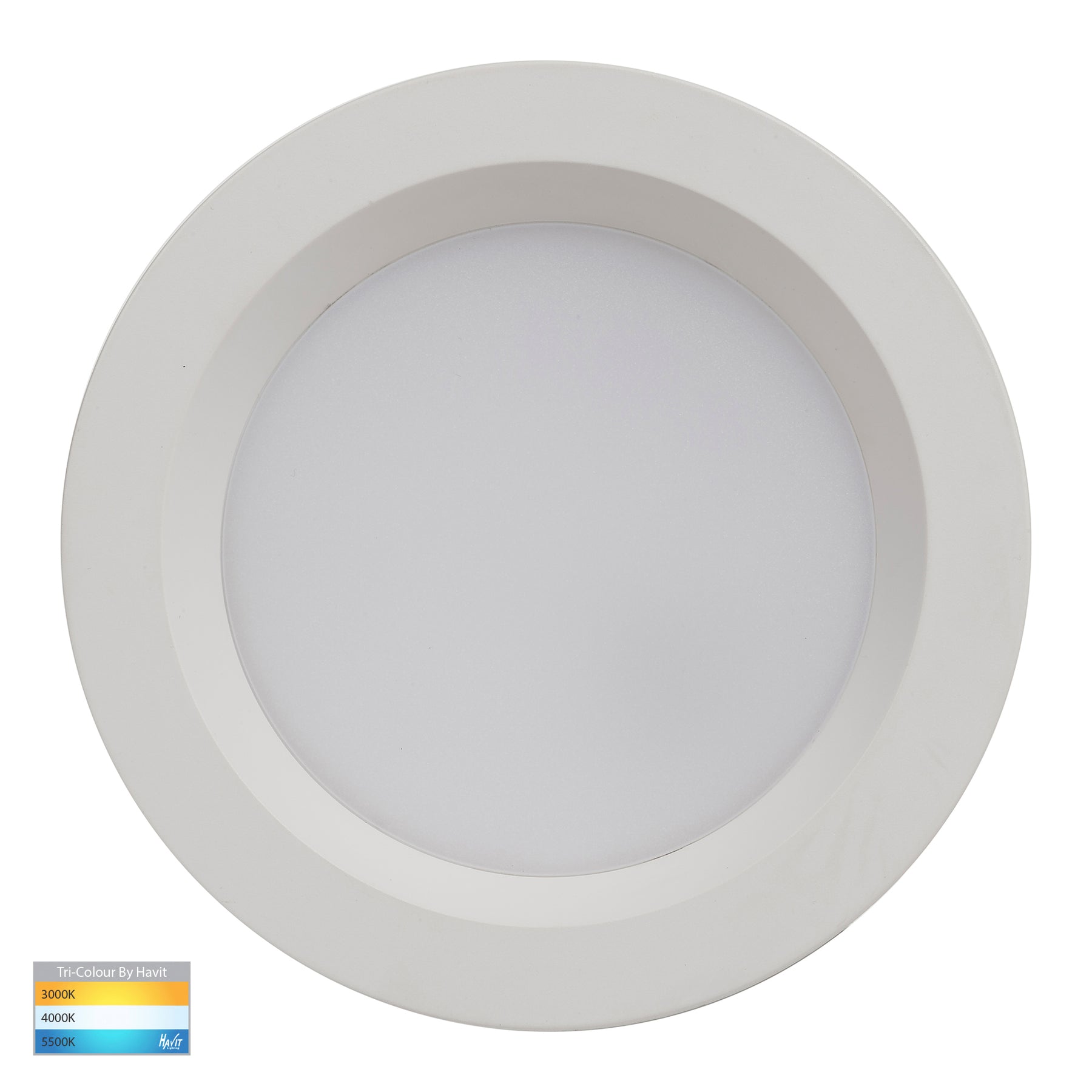 Polly Polycarbonate Fixed LED Downlight White 24V 8W TRI Colour - HV5522T-WHT-24V