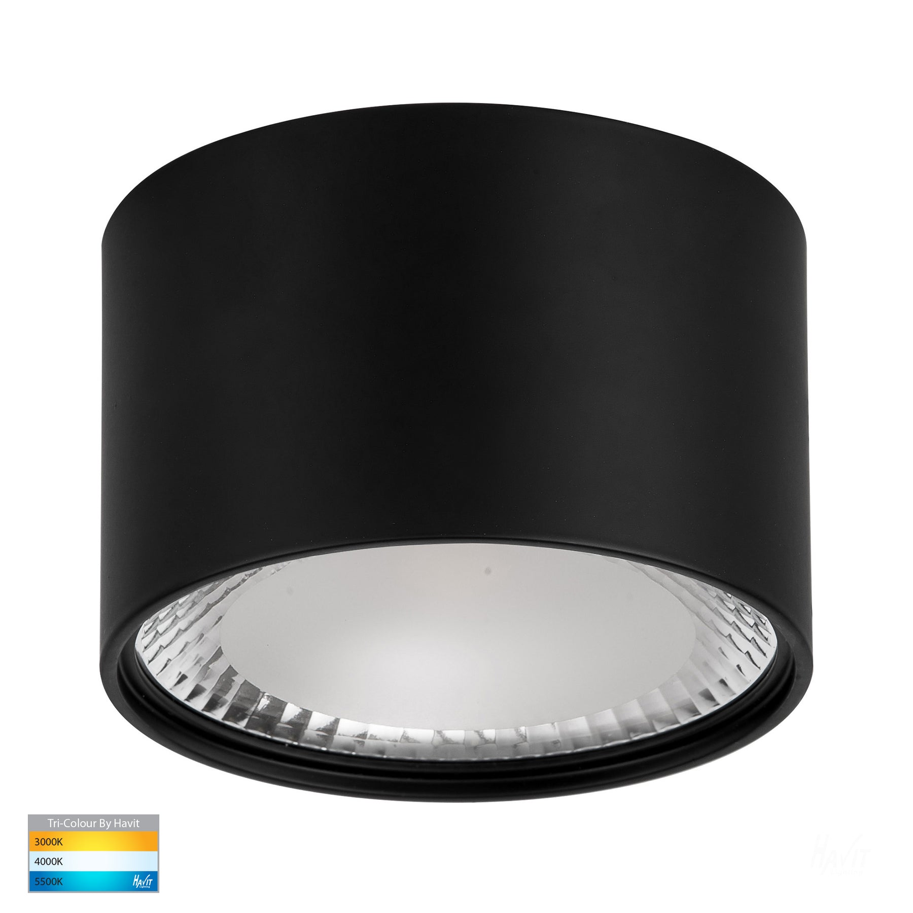 Nella Surface Mounted LED Downlight Black 12W 12V Tri Colour - HV5803T-BLK-12V