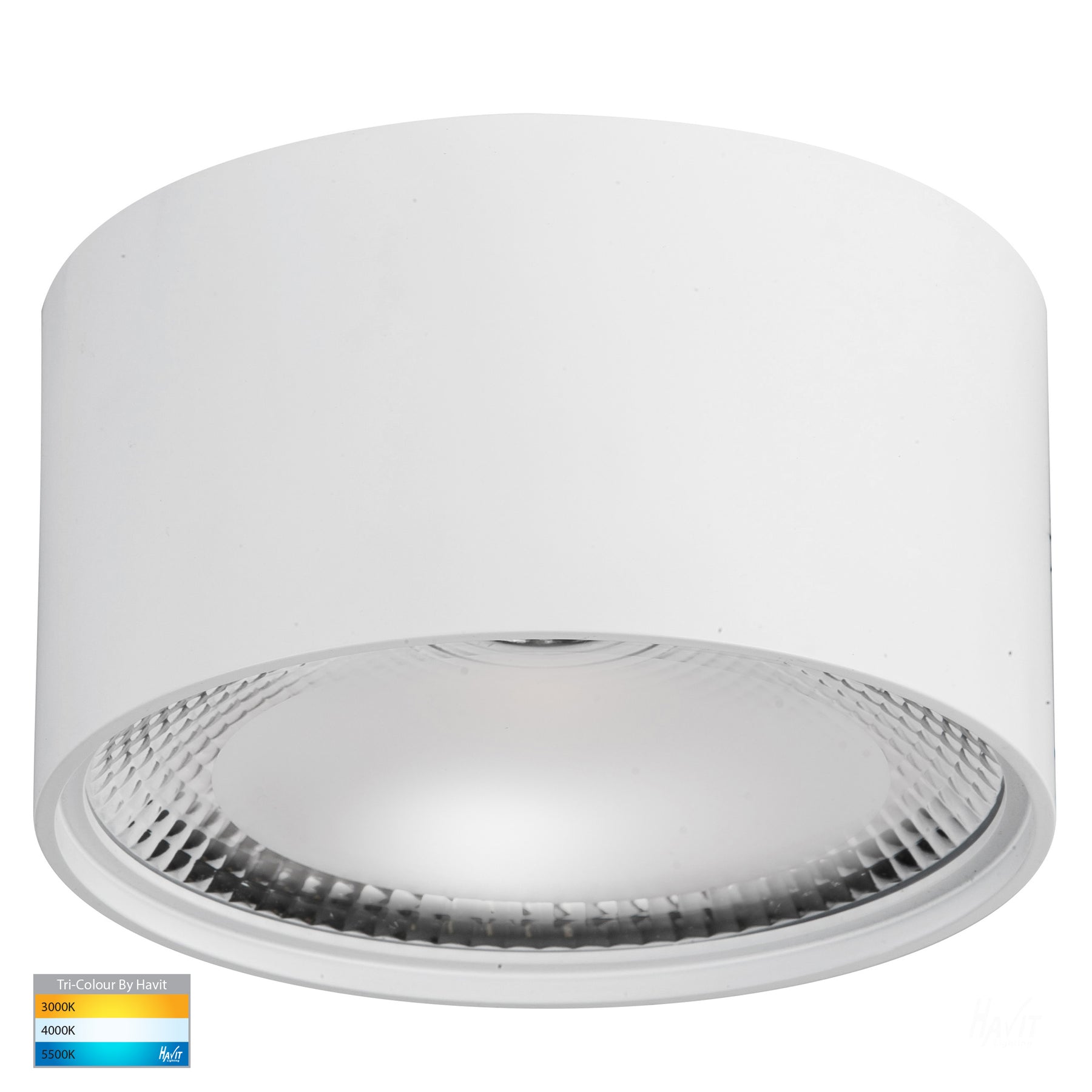 Nella Surface Mounted LED Downlight Aluminium White 12V 18W TRI Colour - HV5805T-WHT-12V
