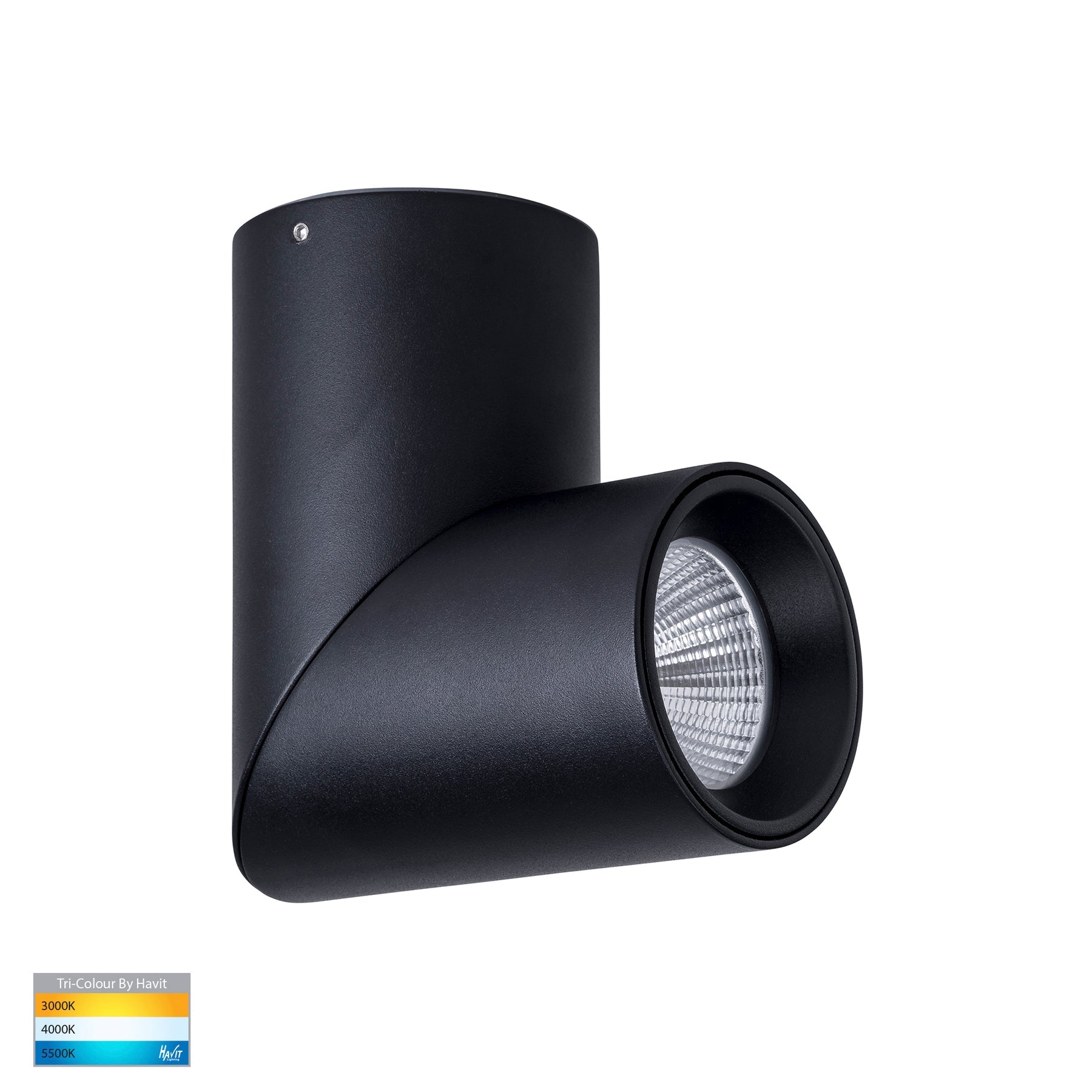 Nella Rotatable Surface Mounted LED Downlight Aluminium Black 12V 12W TRI Colour - HV5823T-BLK-12V