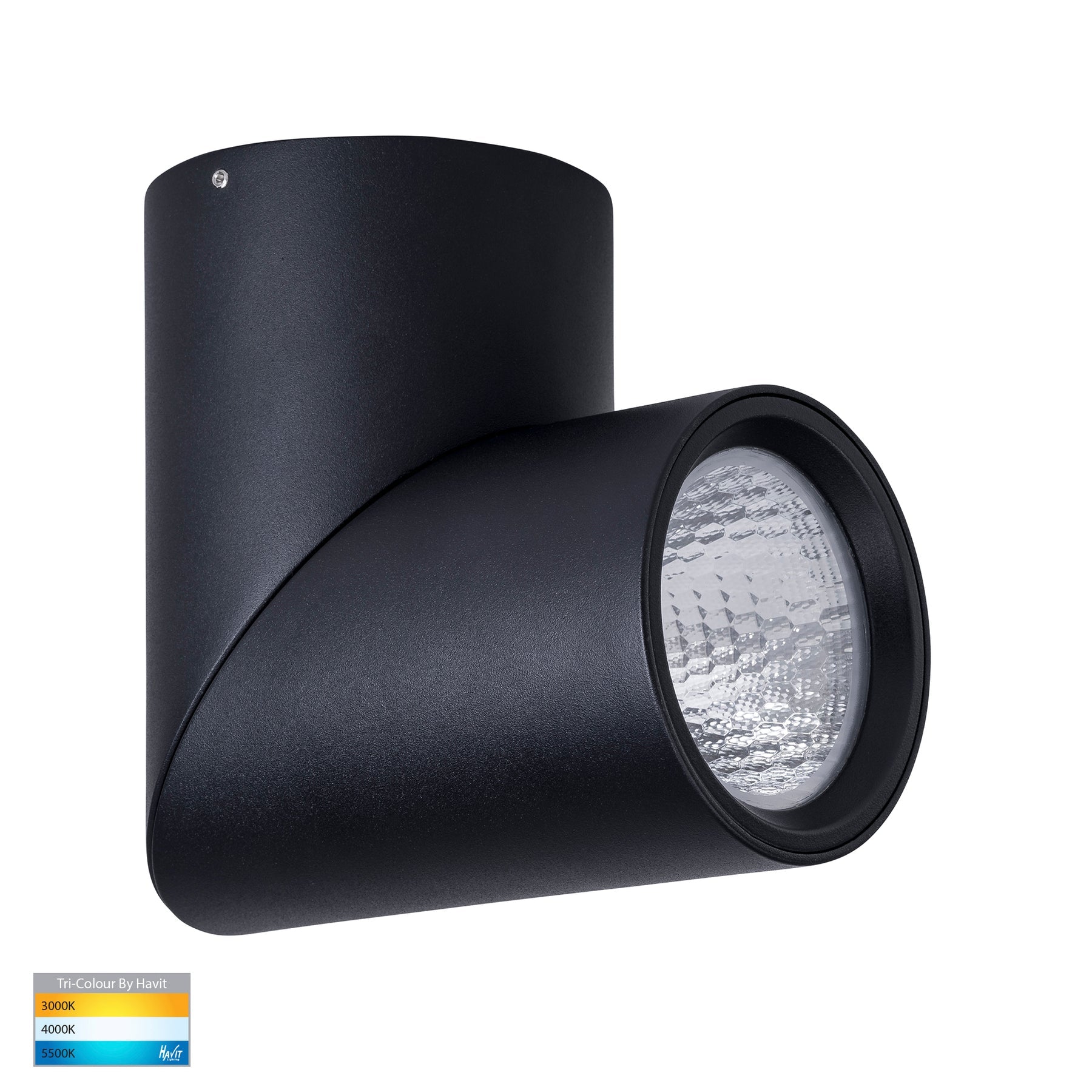 Nella Rotatable Surface Mounted LED Downlight Aluminium Black 12V 18W TRI Colour - HV5824T-BLK-12V