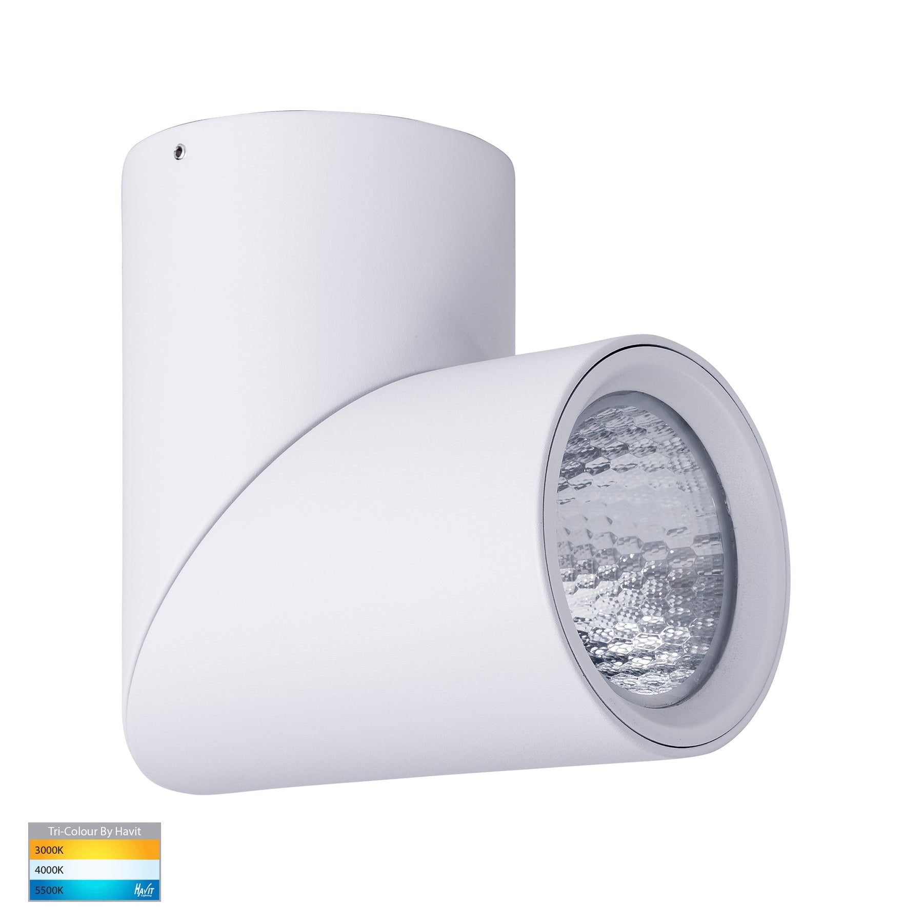 Nella Rotatable Surface Mounted LED Downlight Aluminium White 12V 18W TRI Colour - HV5824T-WHT-12V